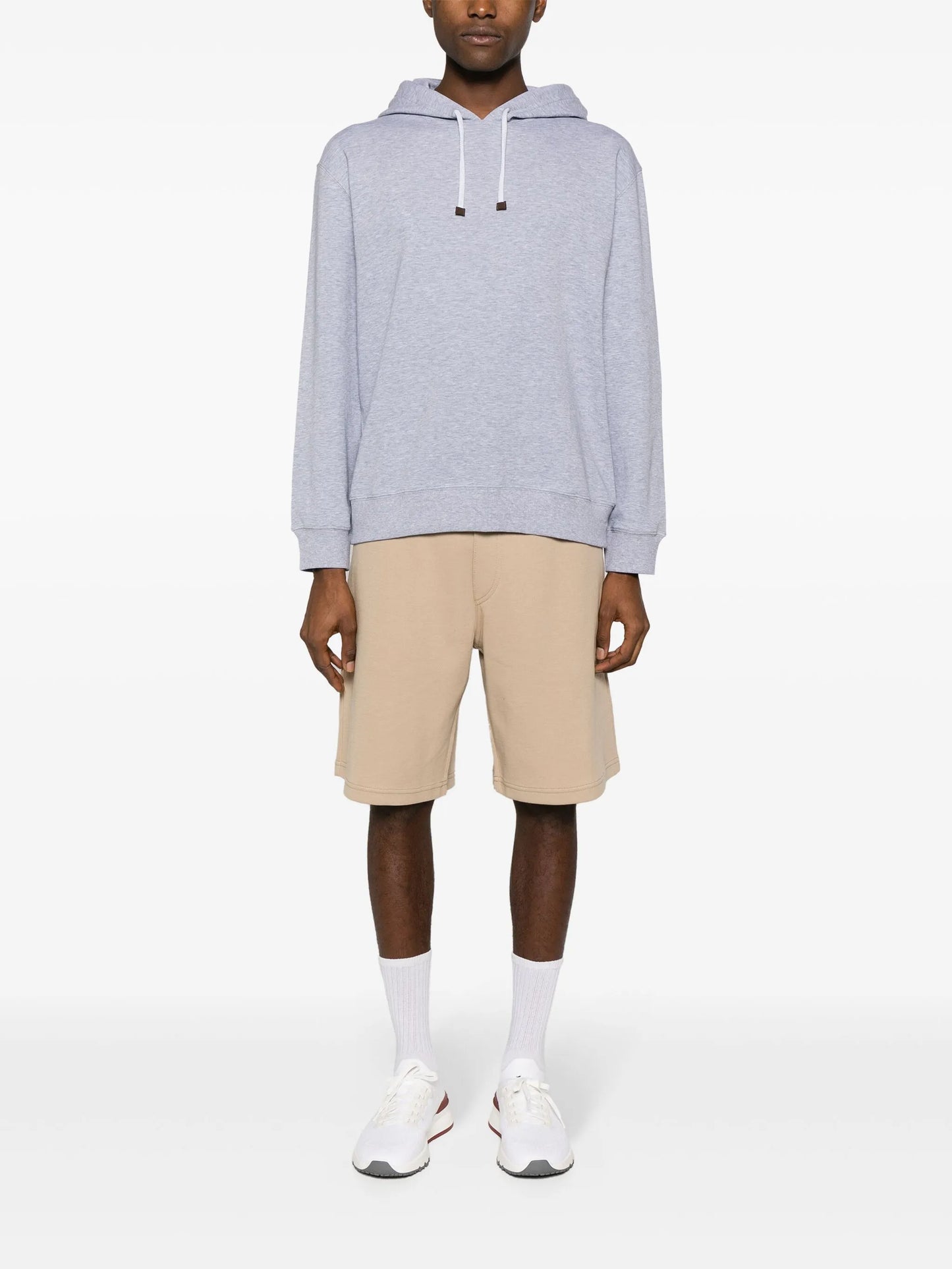 mélange-effect jersey hoodie