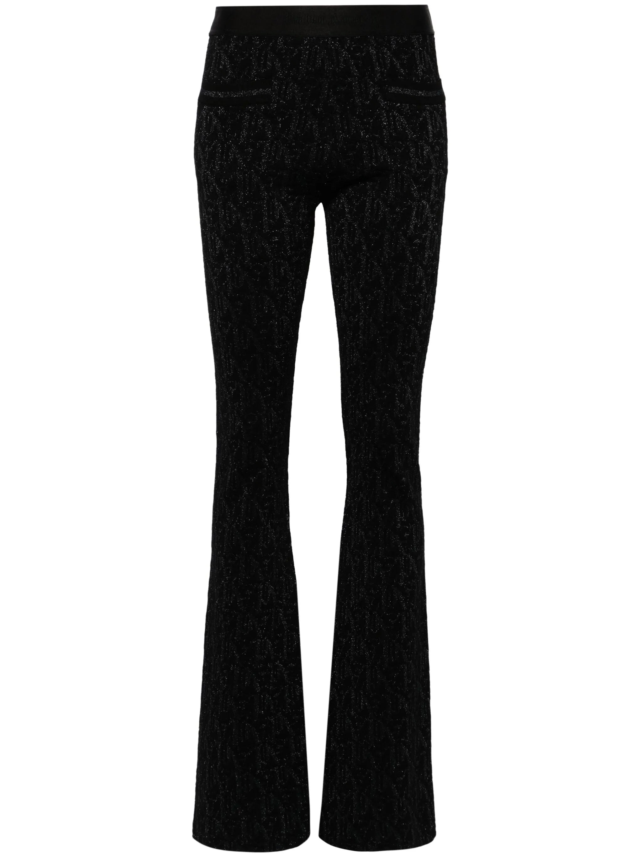monogram-jacquard knitted flared trousers