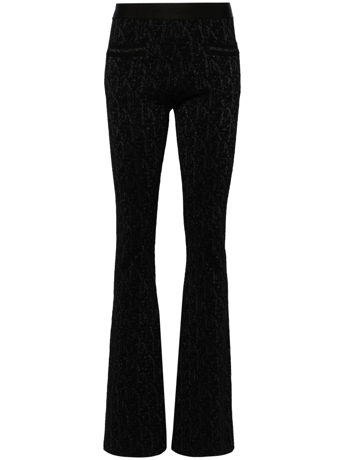 monogram-jacquard knitted flared trousers