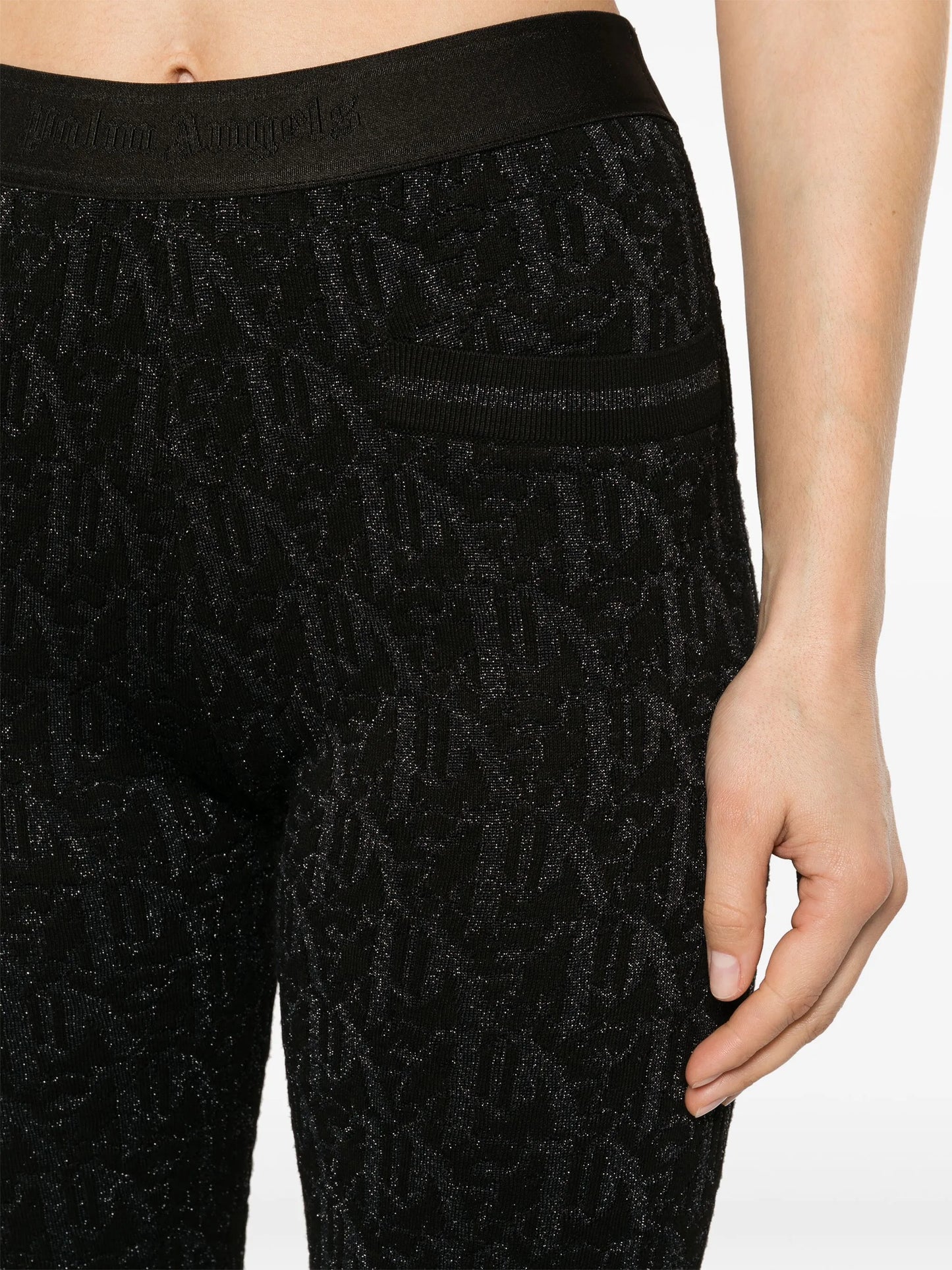 monogram-jacquard knitted flared trousers