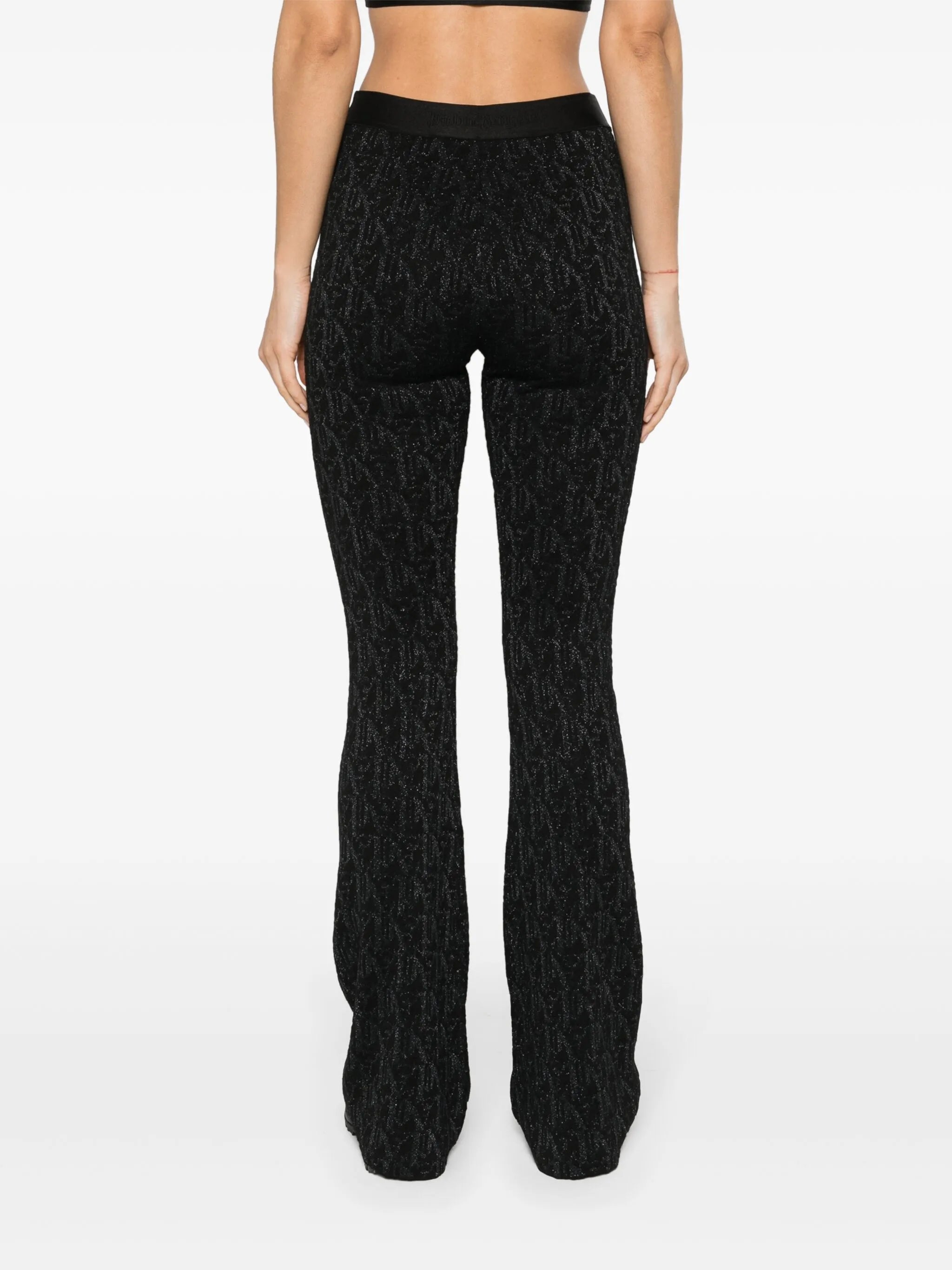monogram-jacquard knitted flared trousers