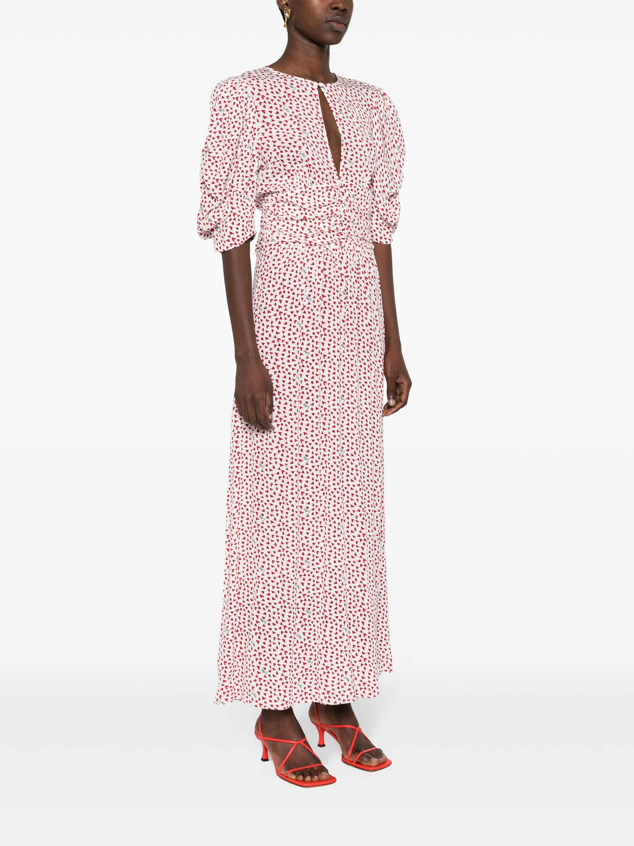 heart-print maxi dress