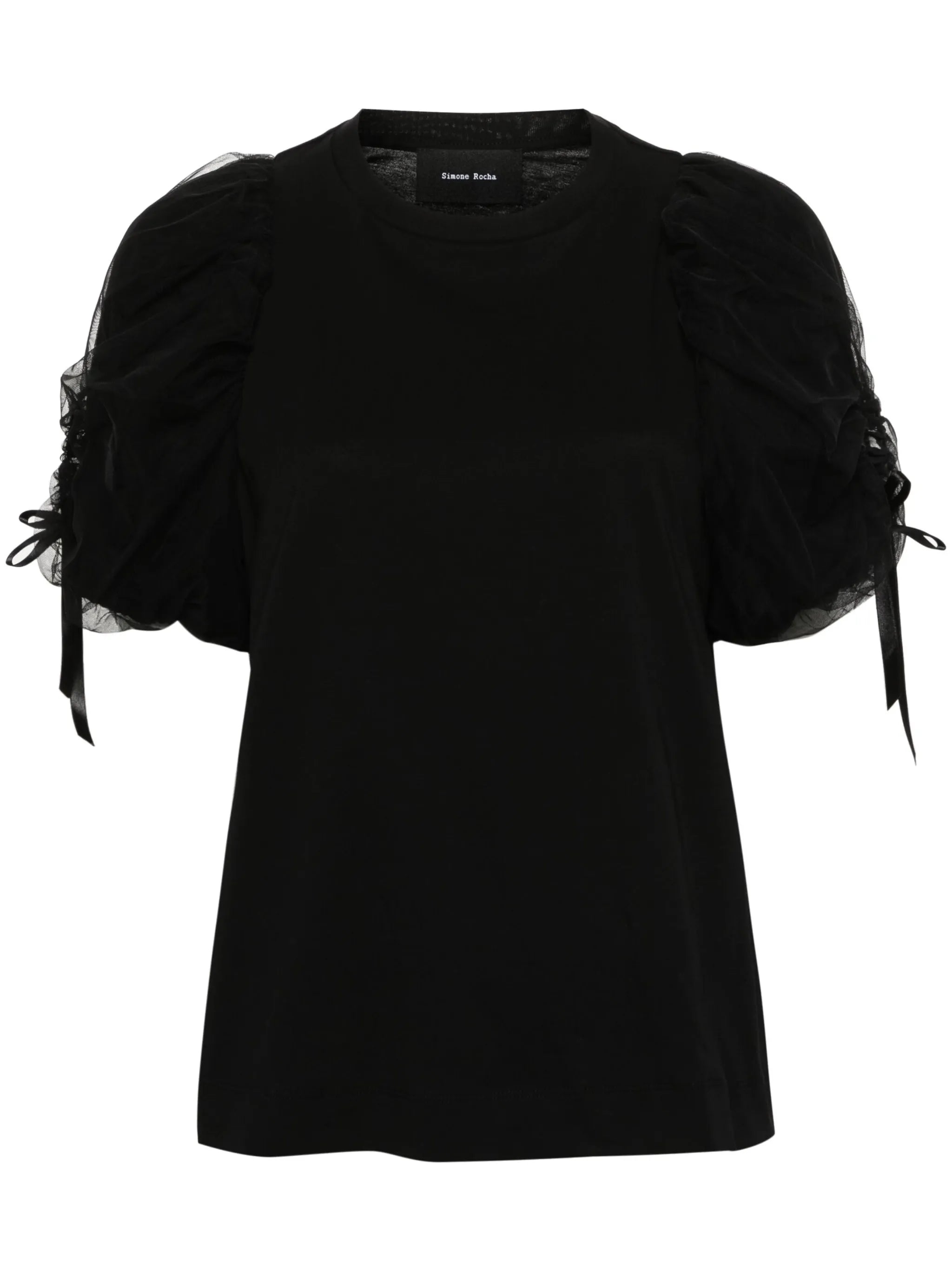 ruched-sleeves cotton T-shirt