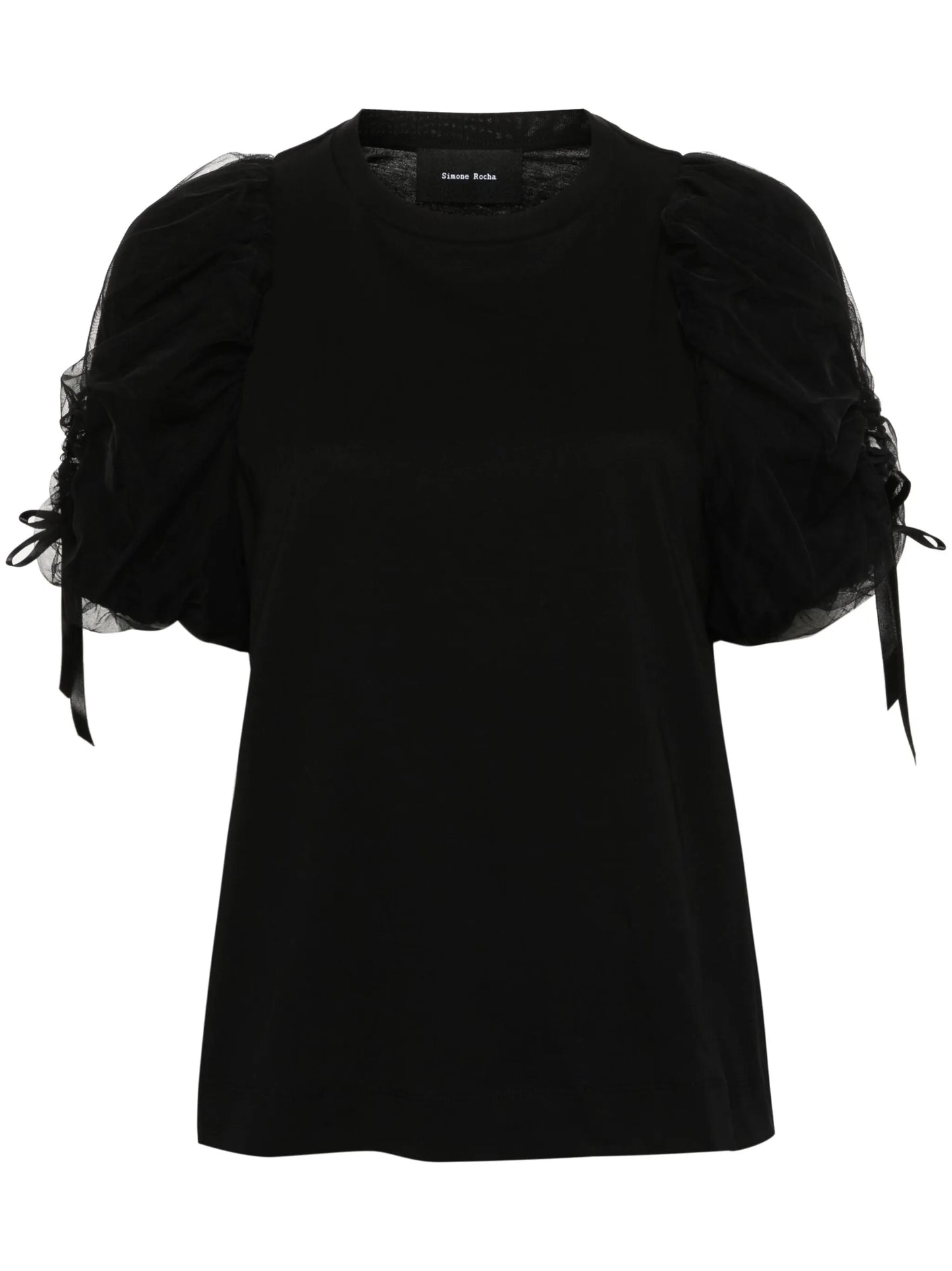 ruched-sleeves cotton T-shirt