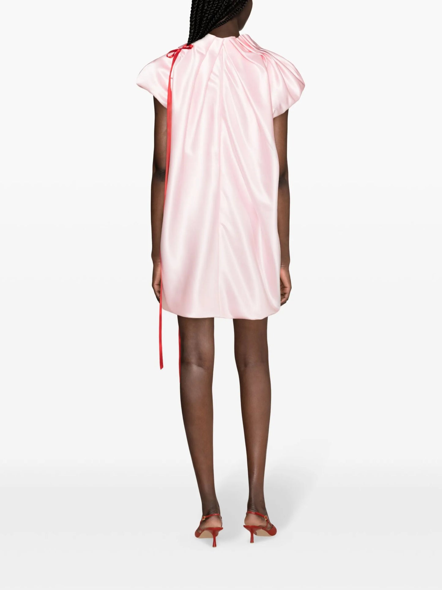 pleat-detail satin minidress