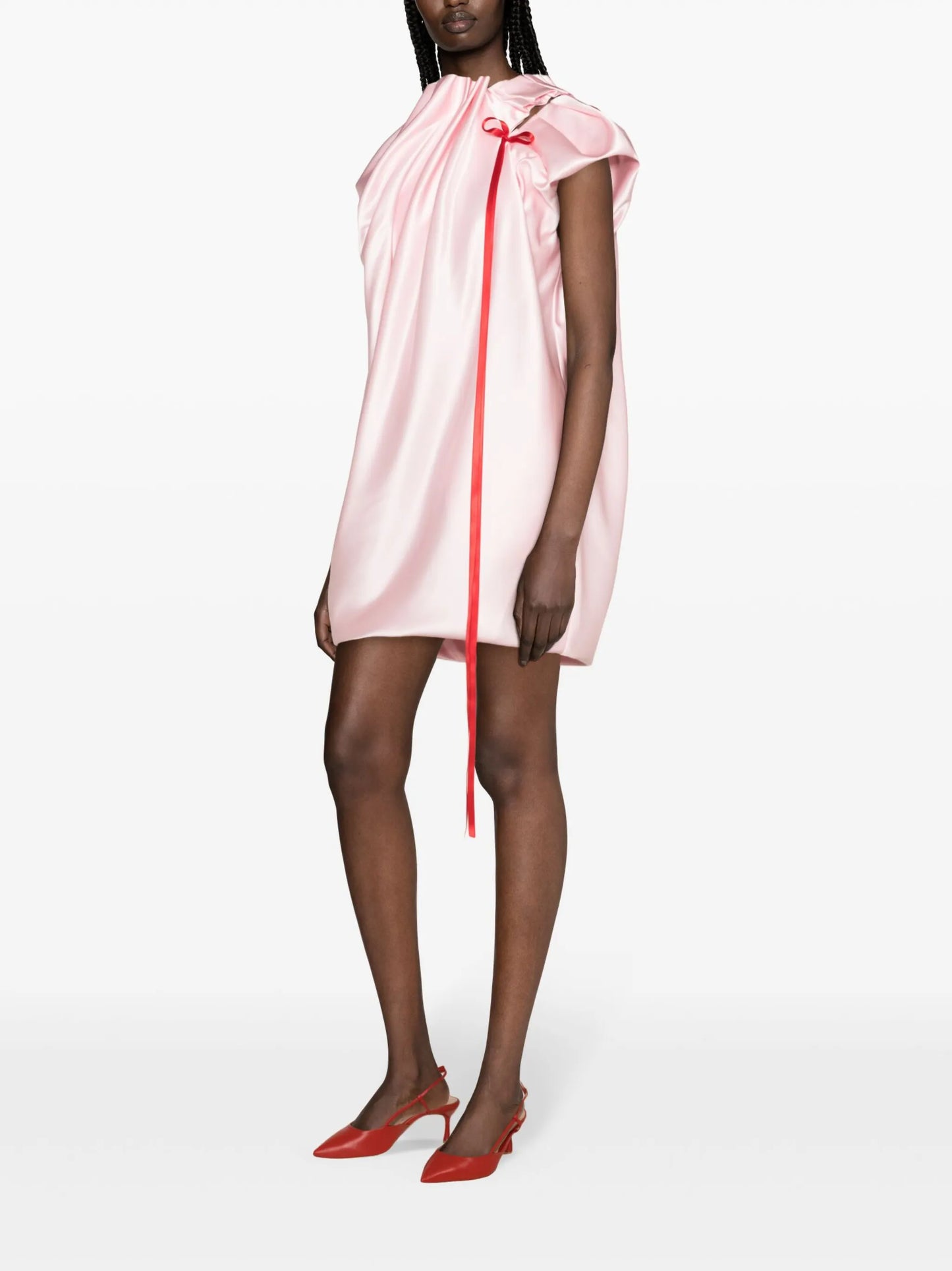 pleat-detail satin minidress