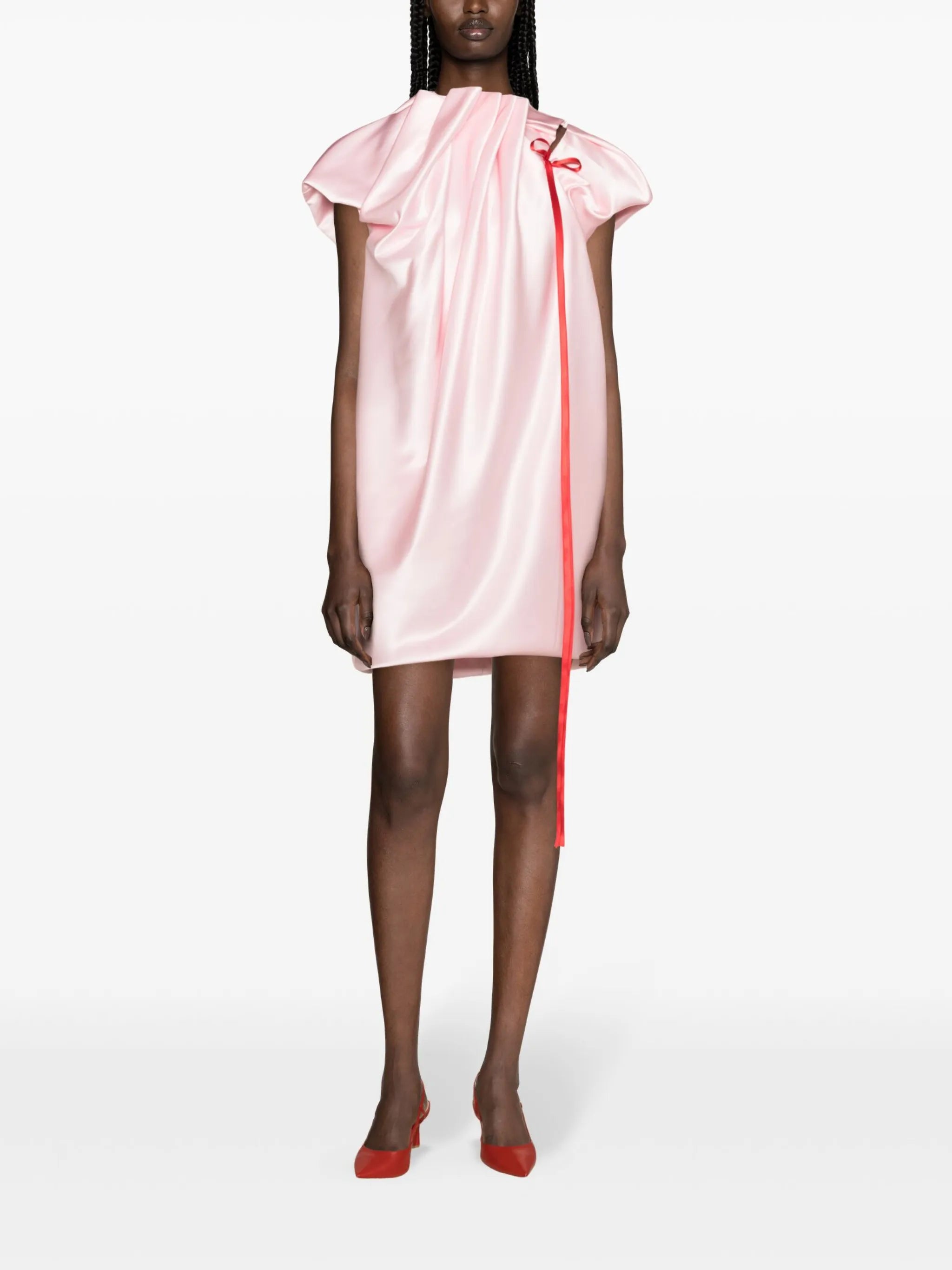 pleat-detail satin minidress