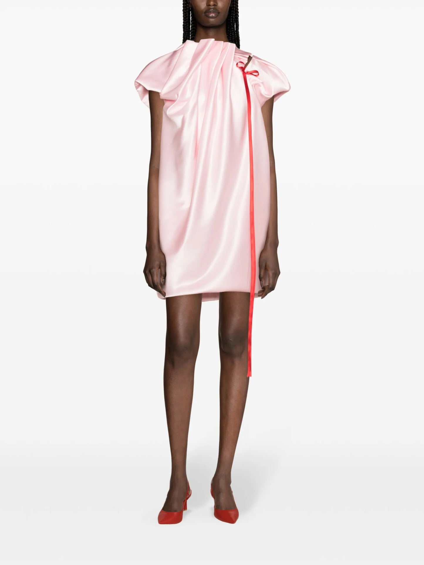 pleat-detail satin minidress