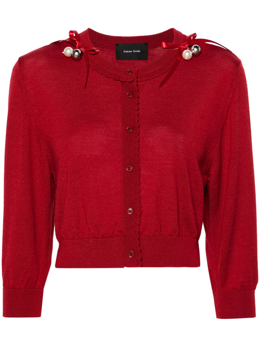 bell-charm cropped cardigan