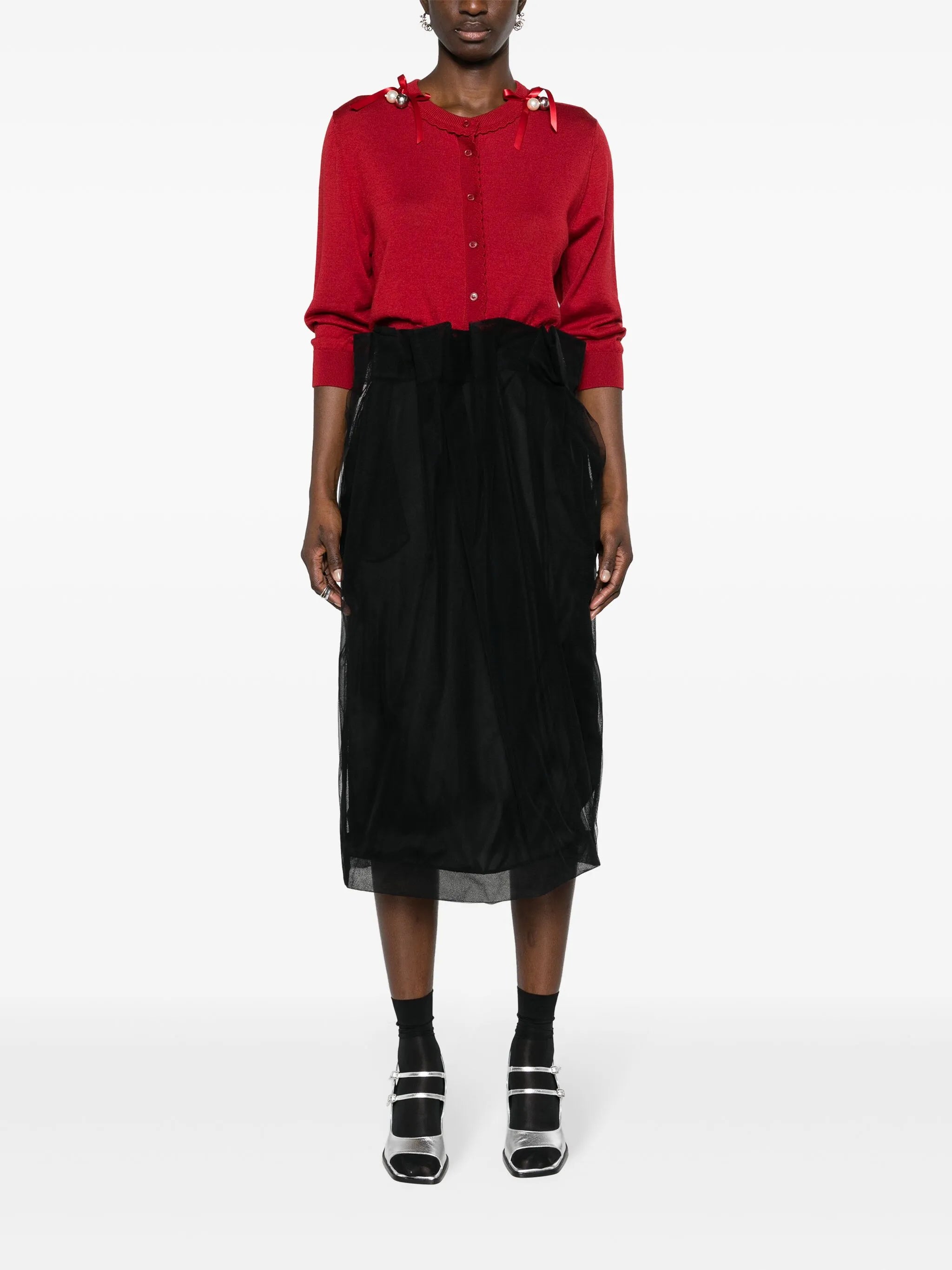 bell-charm cropped cardigan