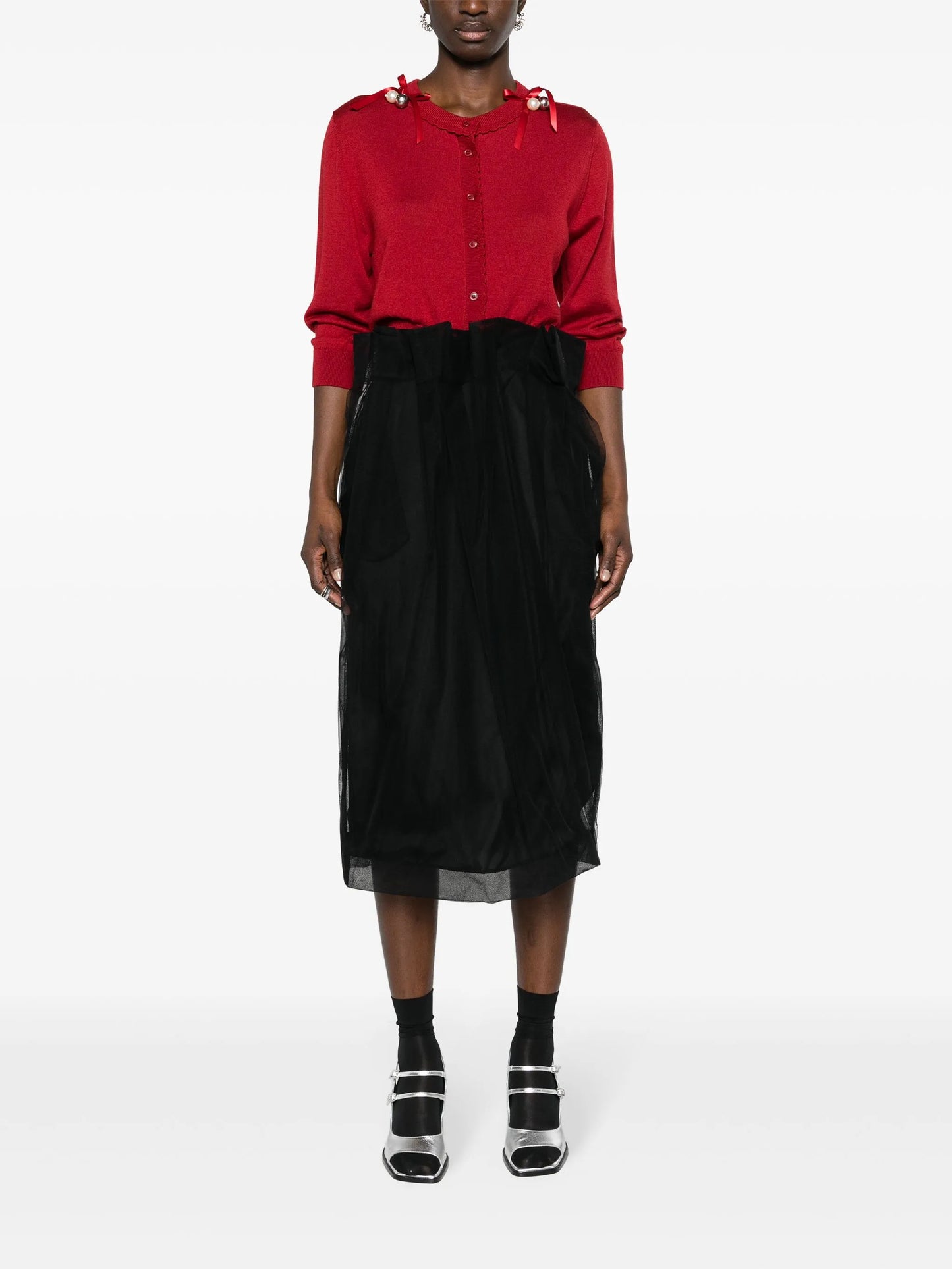 bell-charm cropped cardigan