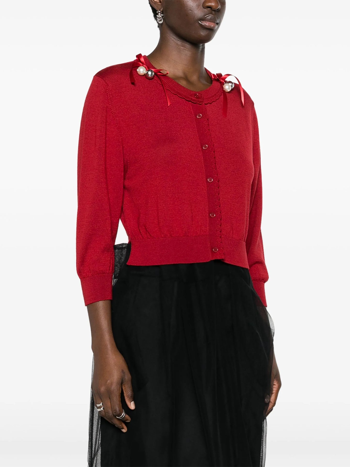 bell-charm cropped cardigan