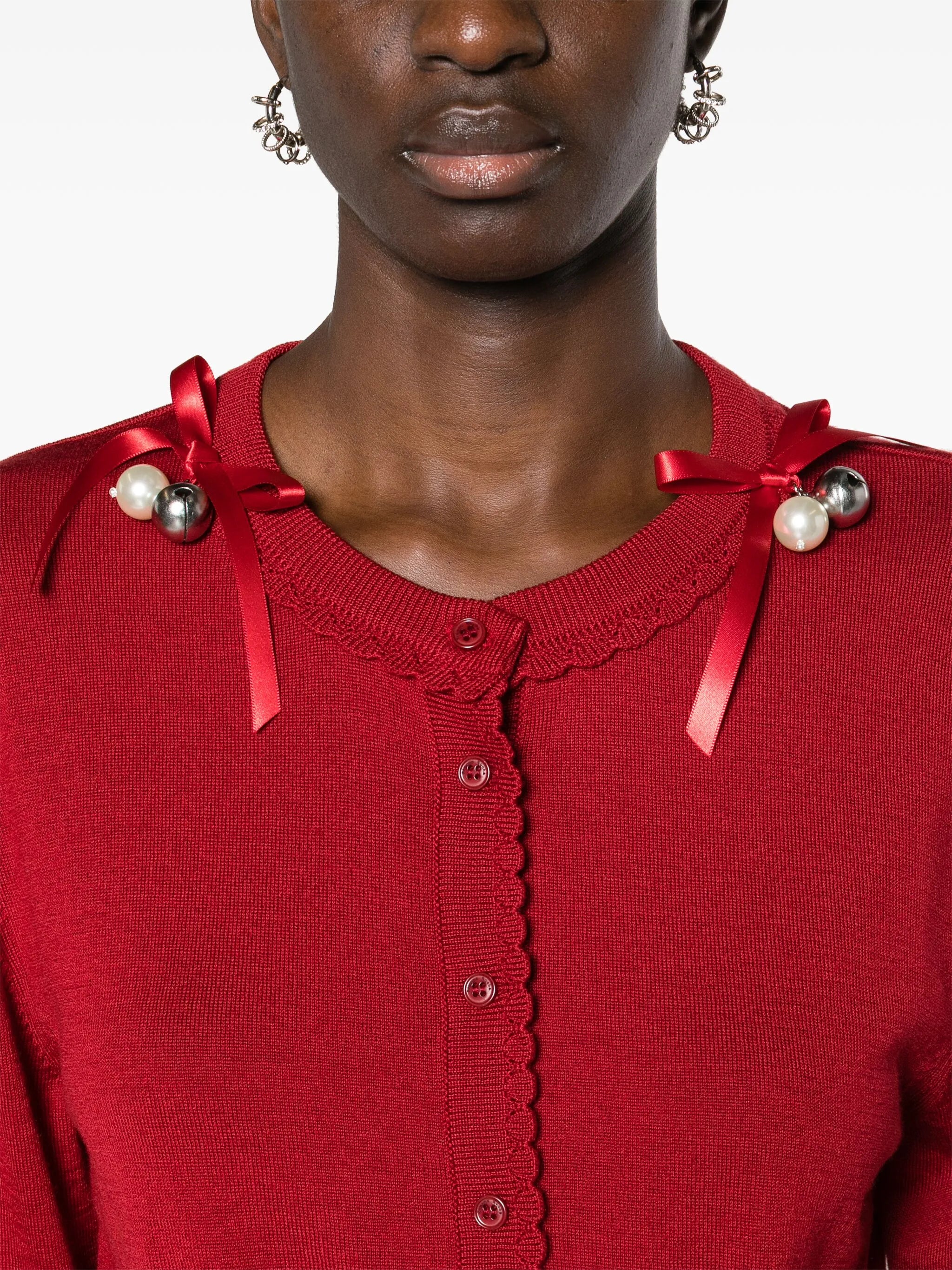 bell-charm cropped cardigan