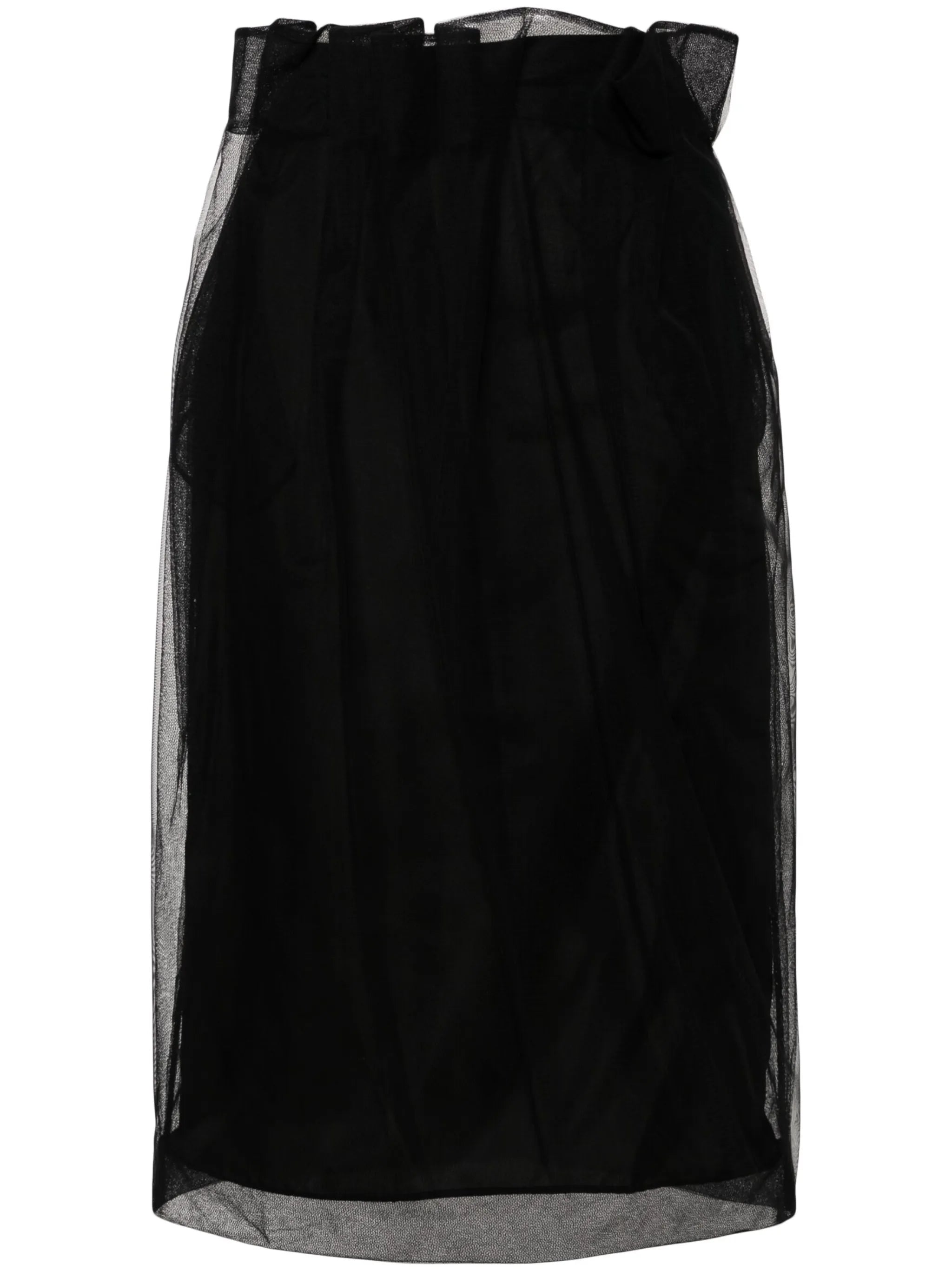 draped-waist tulle midi skirt