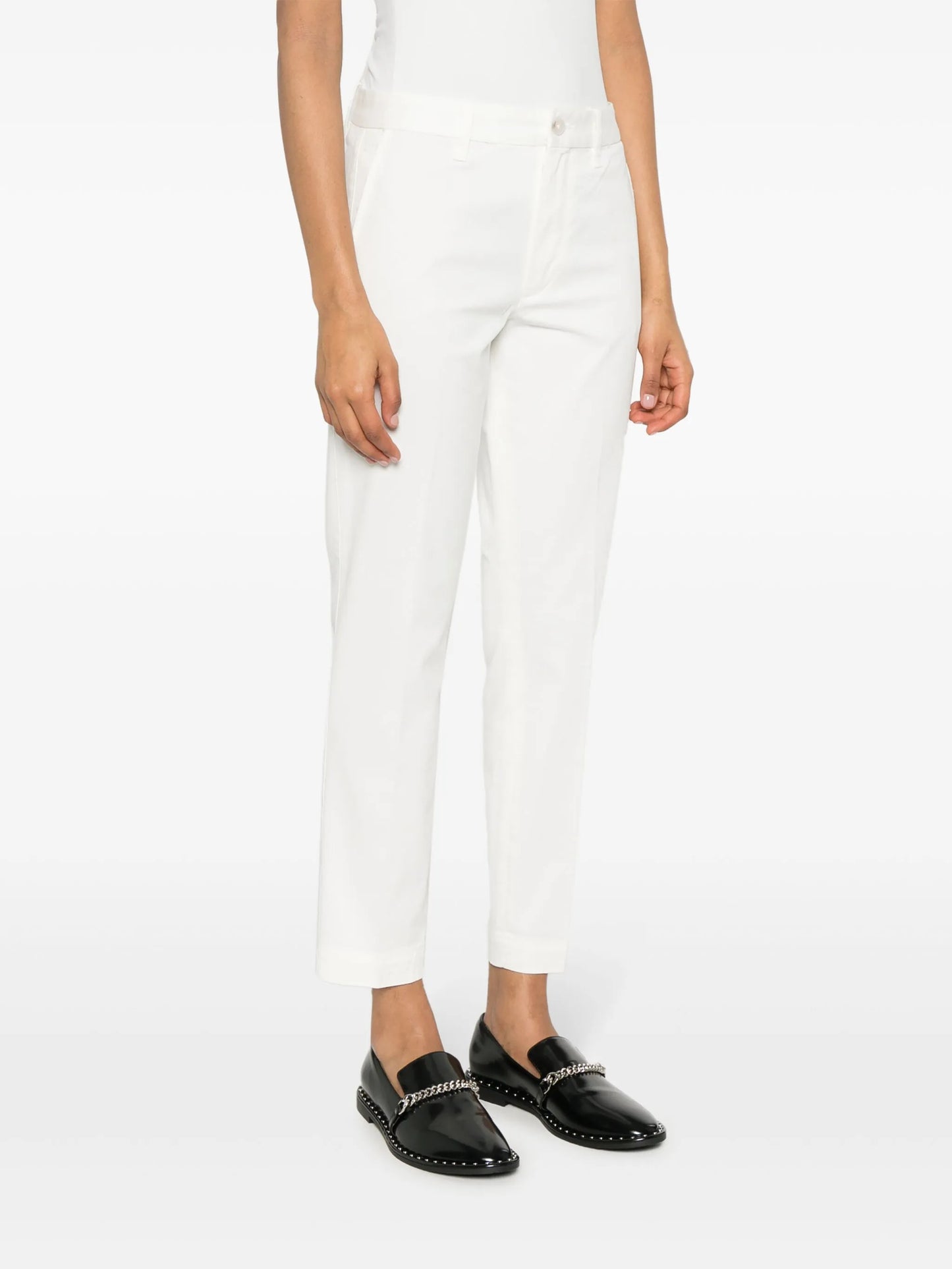 high-waisted slim-fit trousers