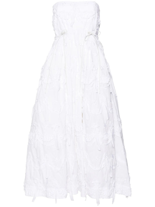 bow-detail strapless gown