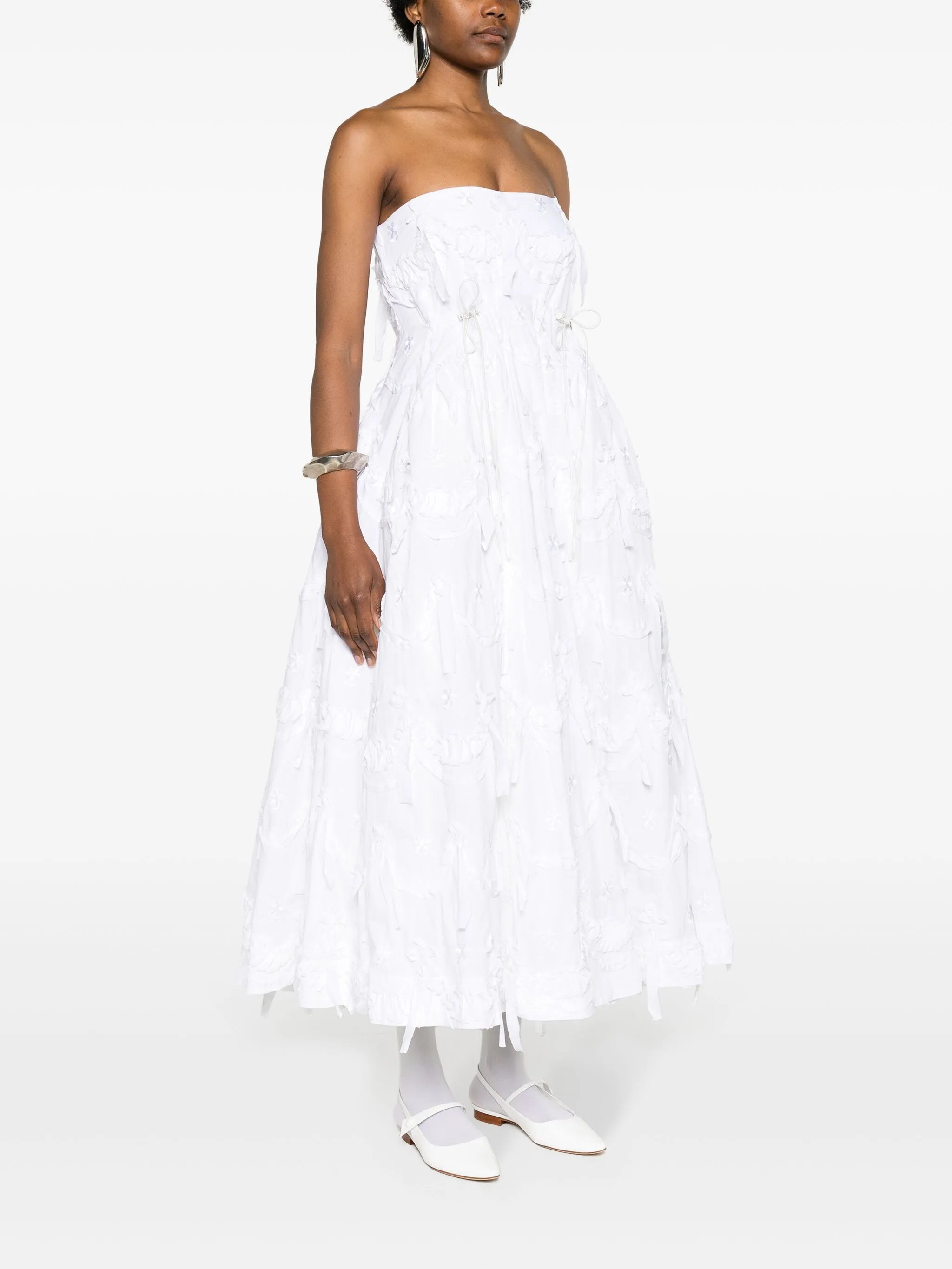 bow-detail strapless gown