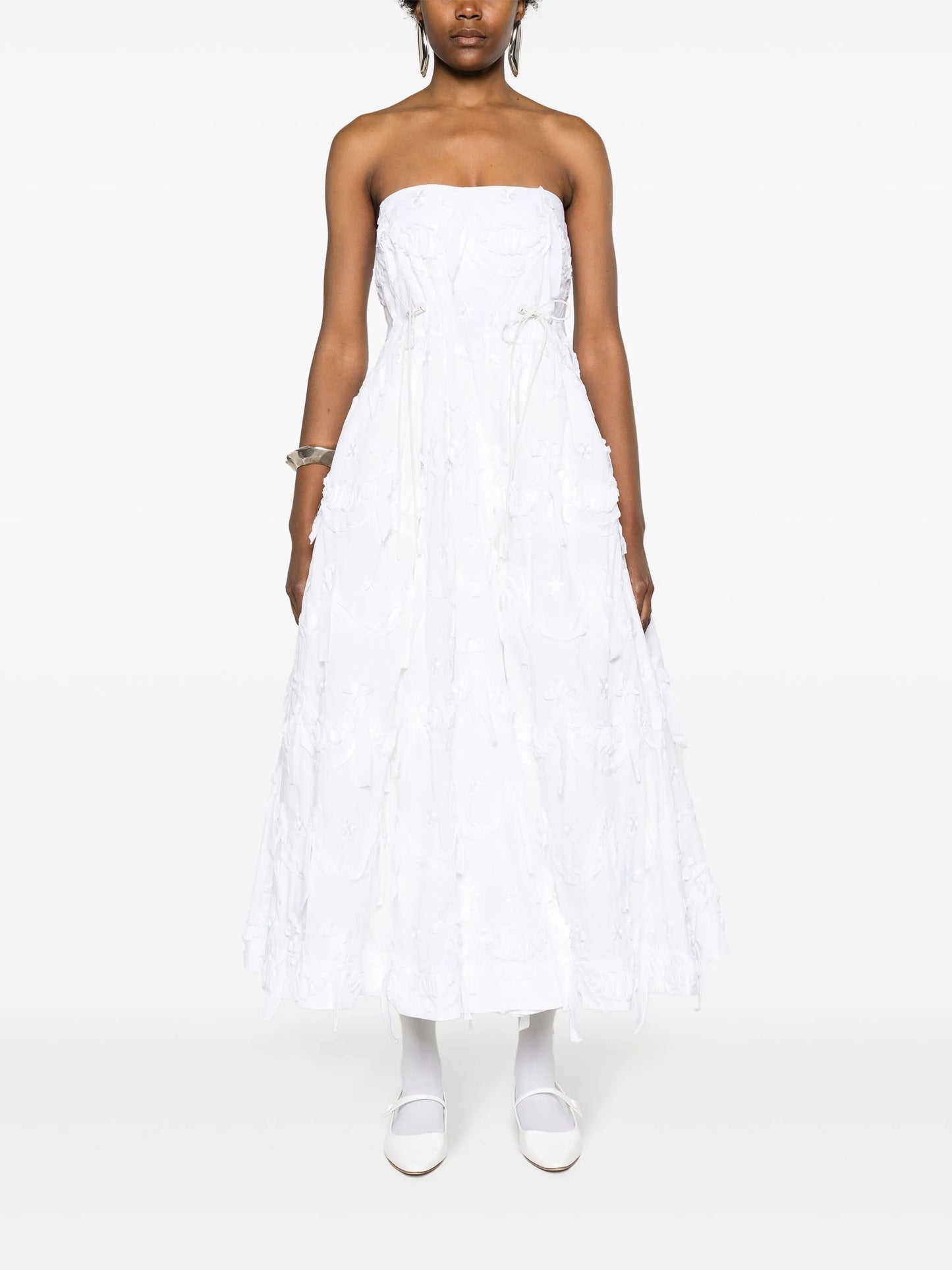 bow-detail strapless gown
