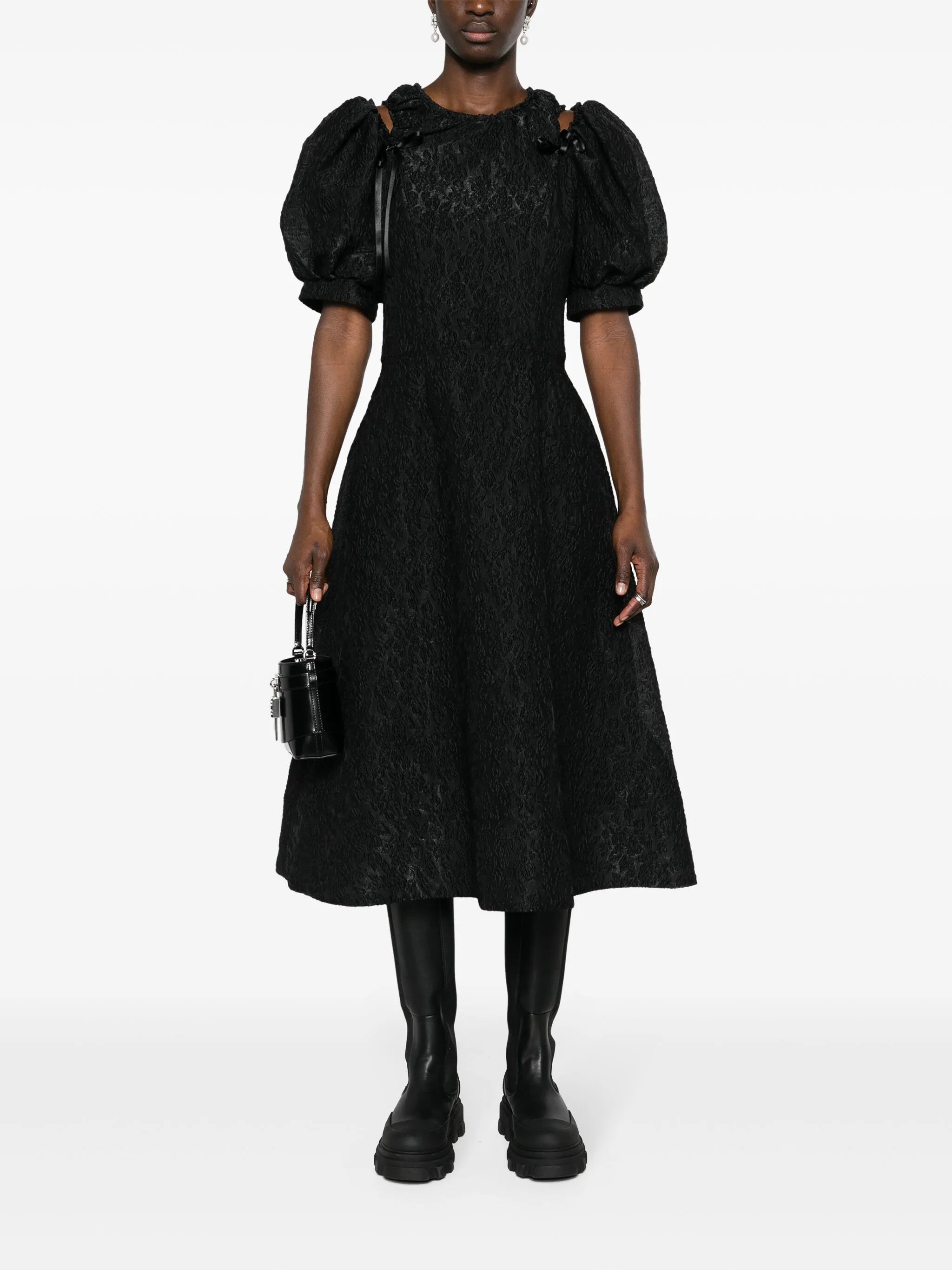 cut-out crinkled midi dress