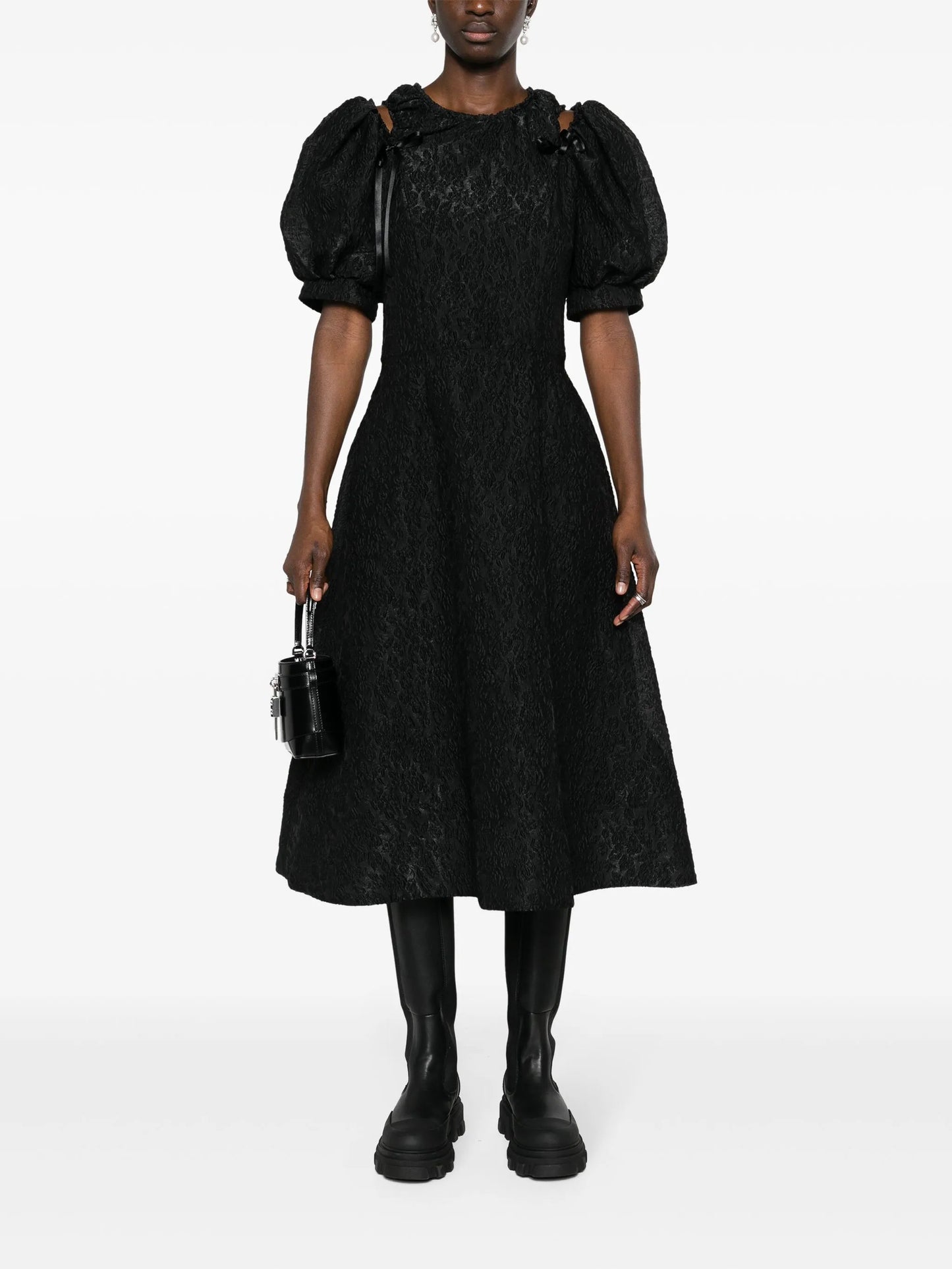 cut-out crinkled midi dress