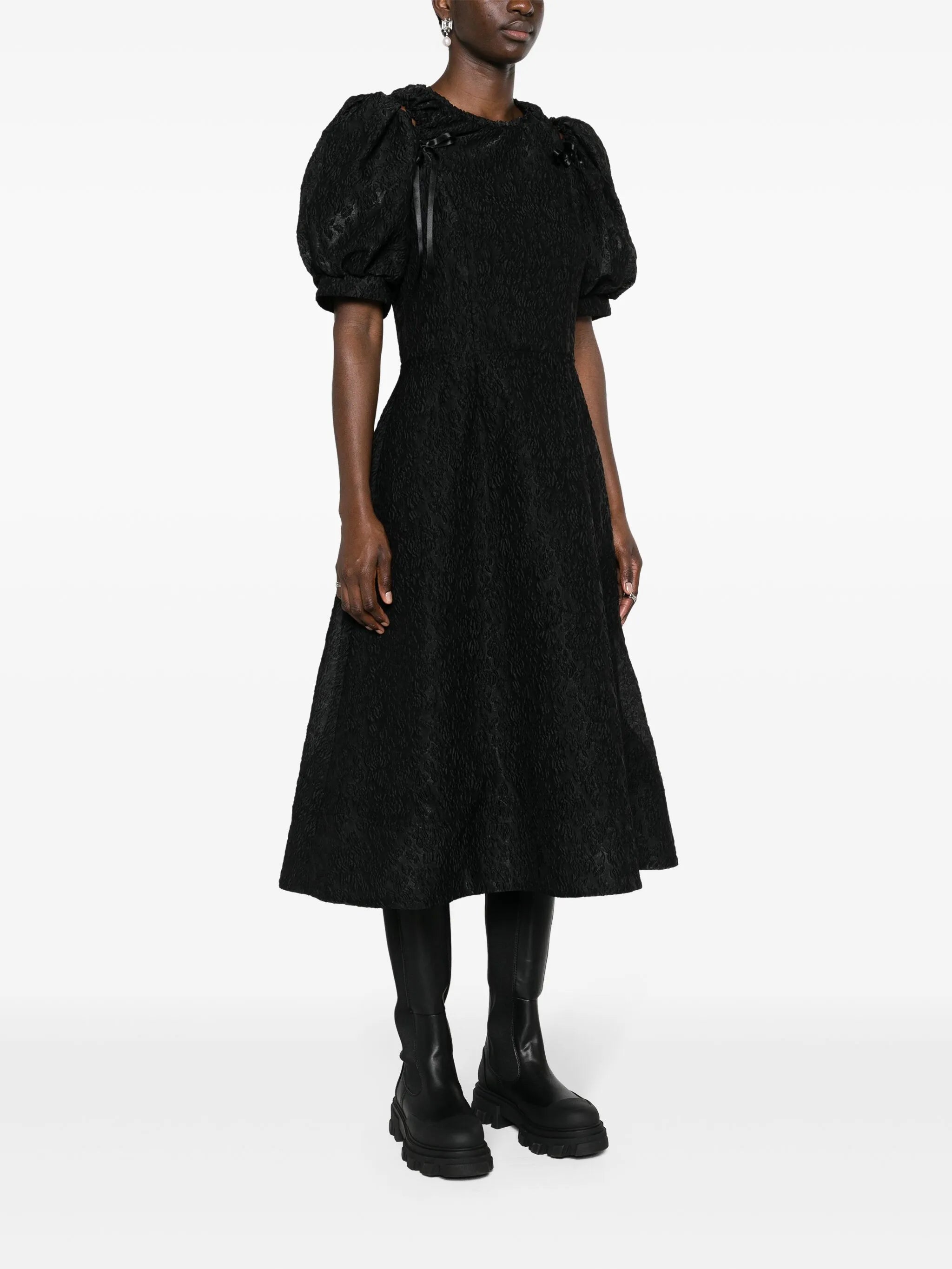 cut-out crinkled midi dress