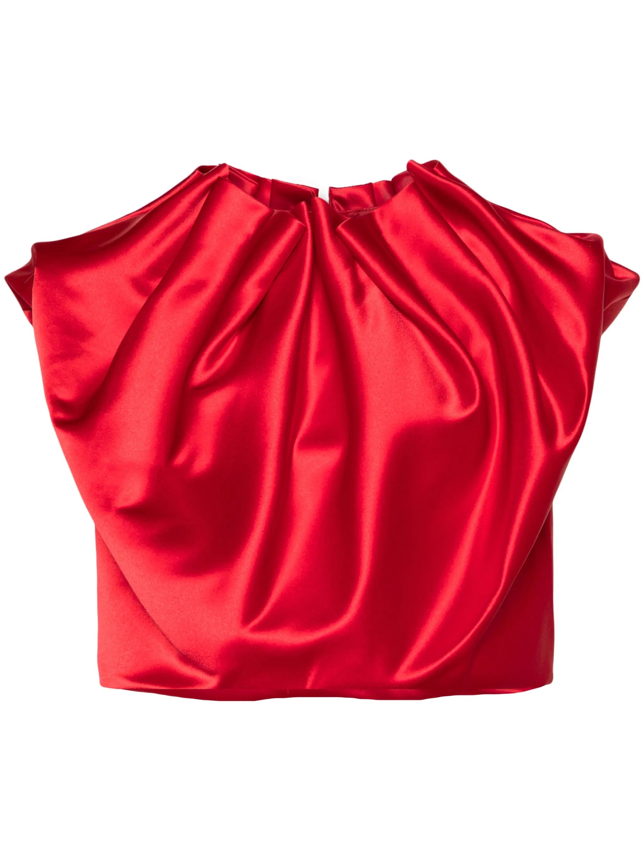 draped satin cropped blouse