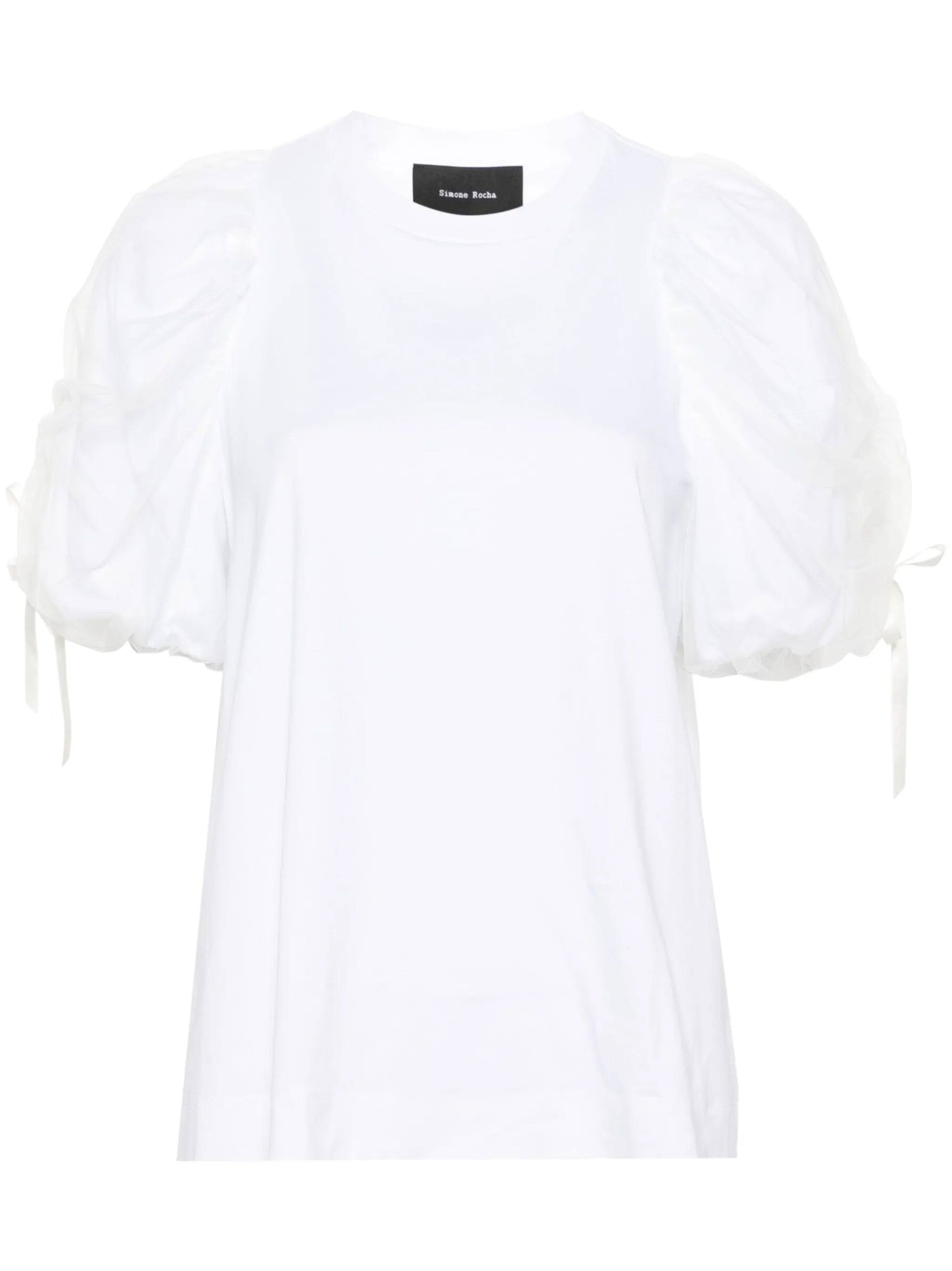 ruched-sleeves cotton T-shirt