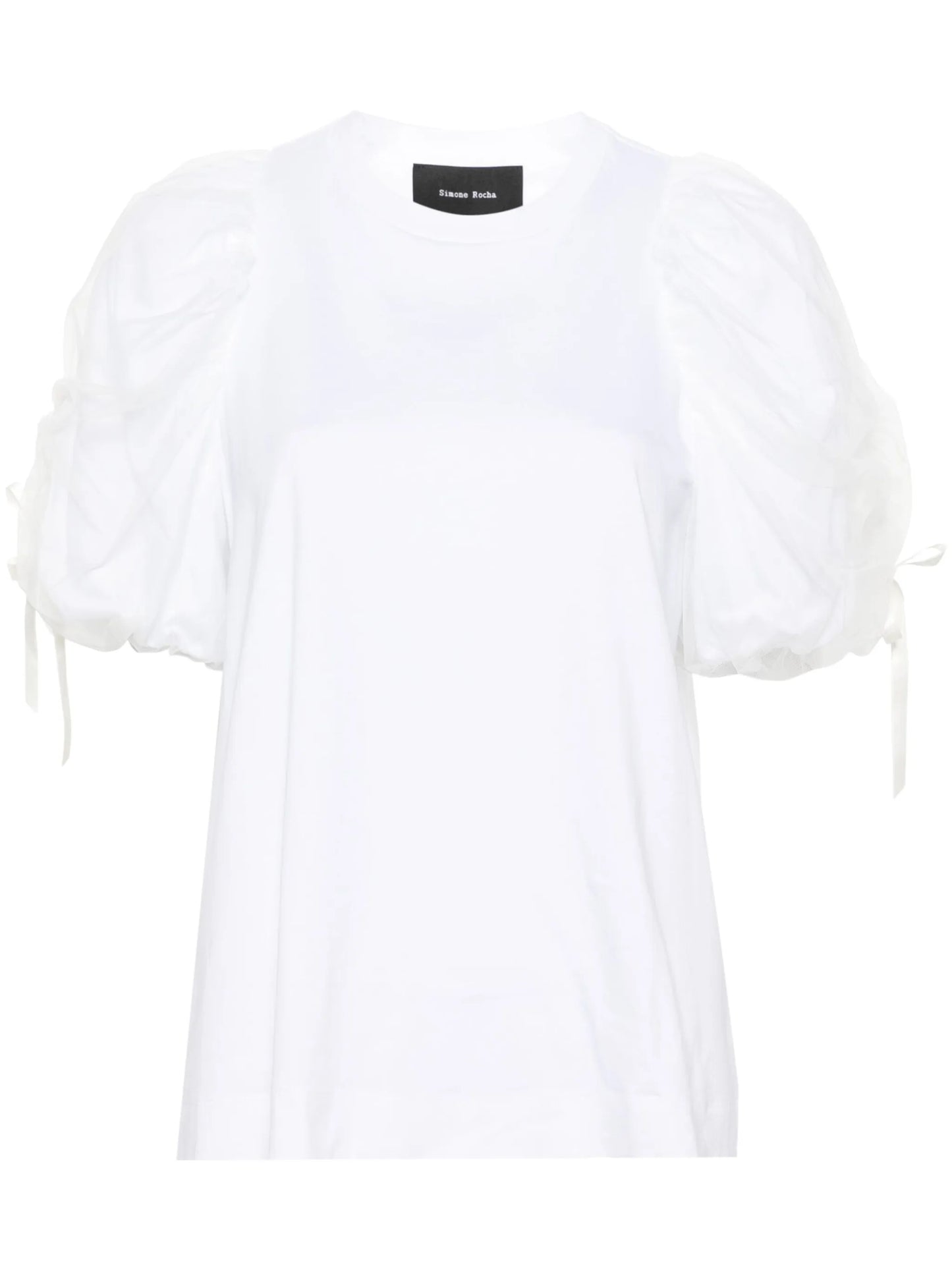 ruched-sleeves cotton T-shirt