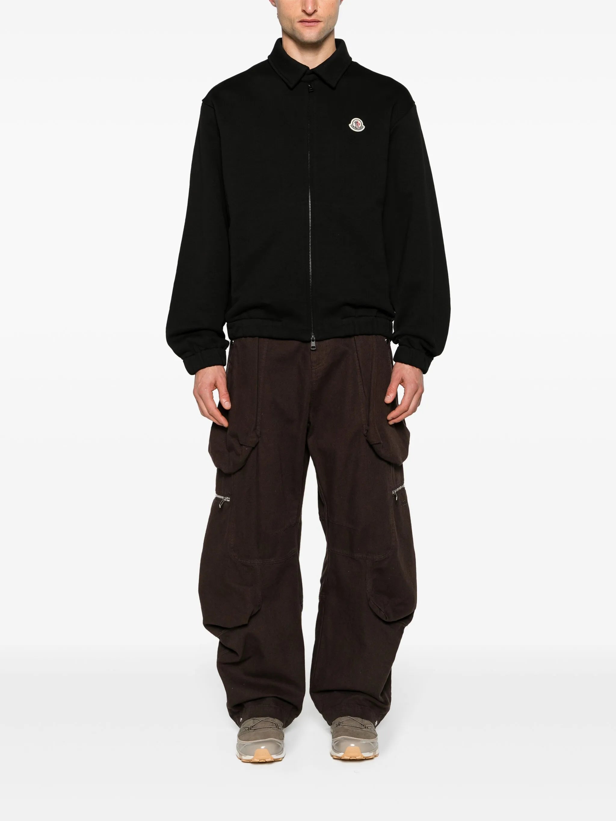 zip-up jersey cardigan