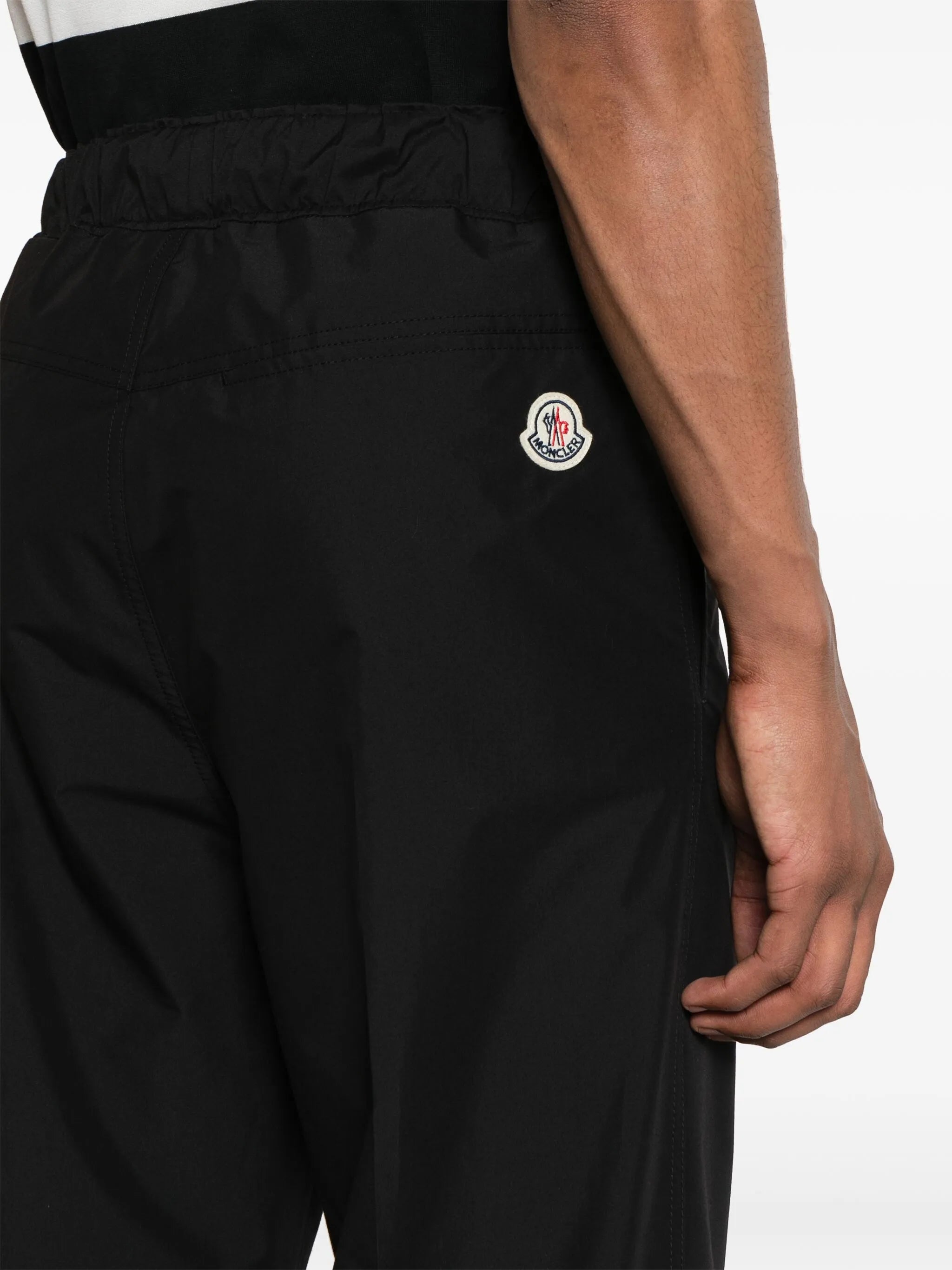 logo-patch straight-leg trousers