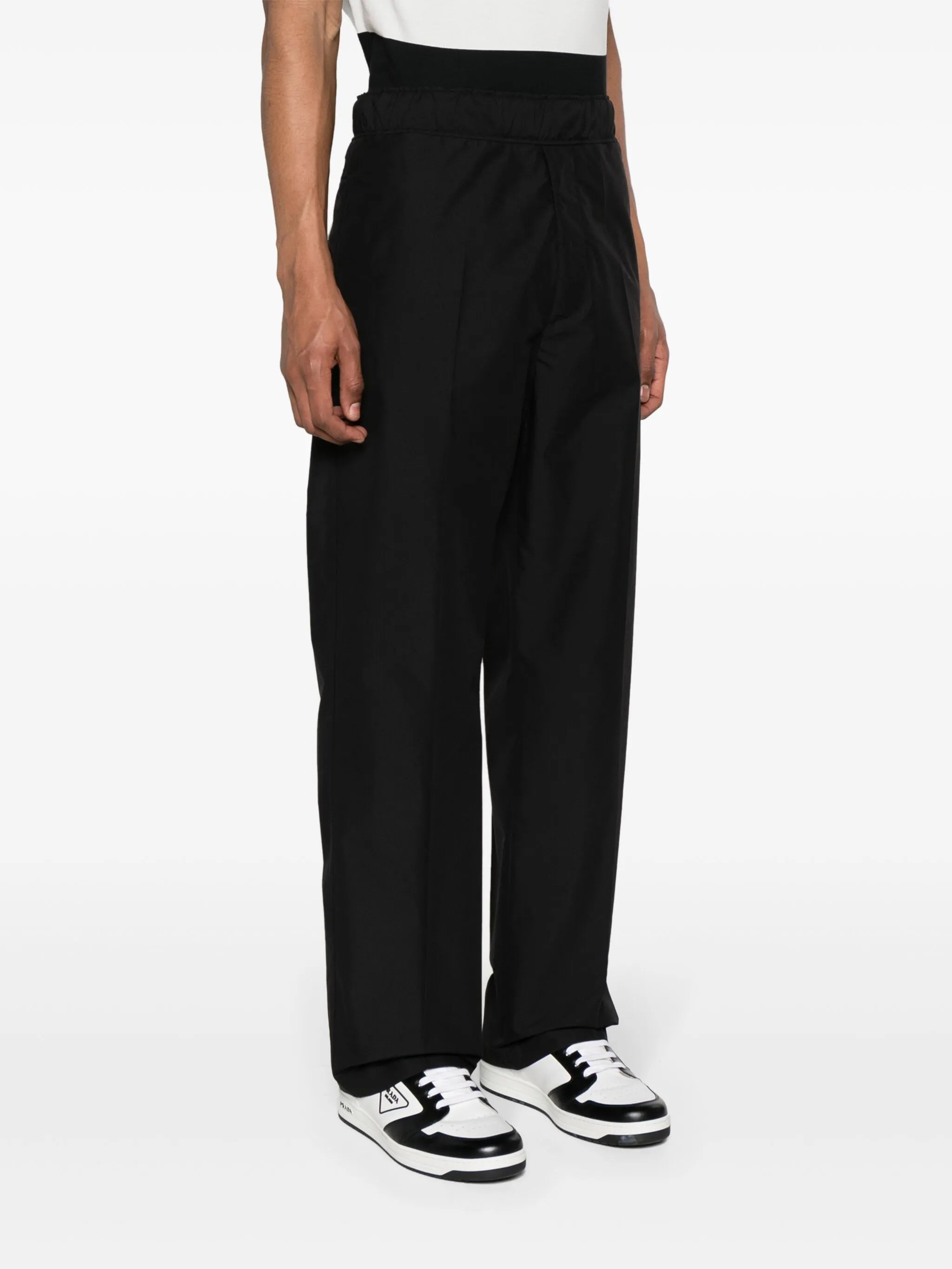 logo-patch straight-leg trousers