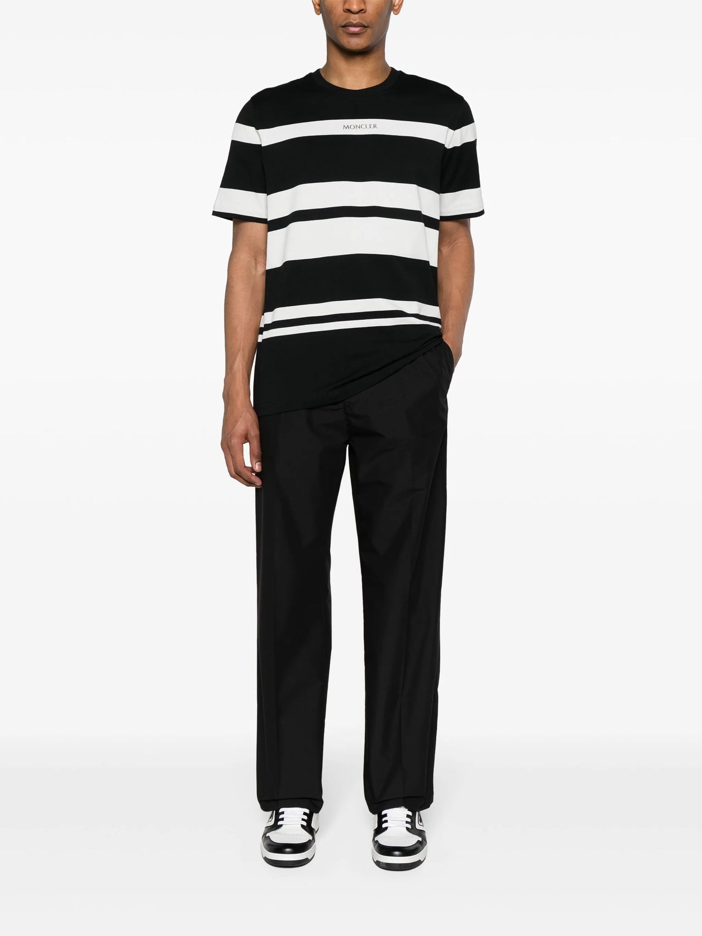 logo-patch straight-leg trousers