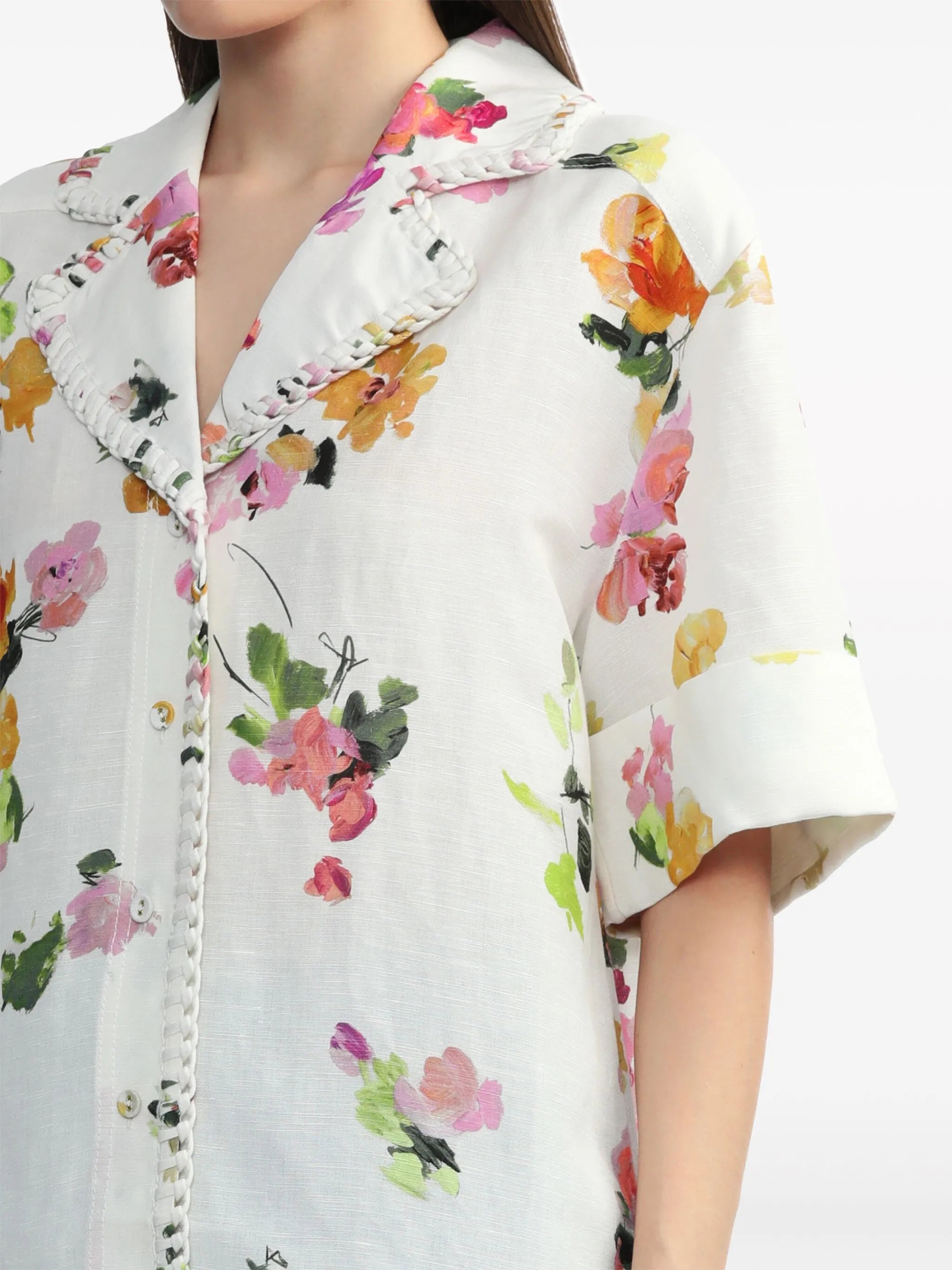 floral-print short-sleeve shirt
