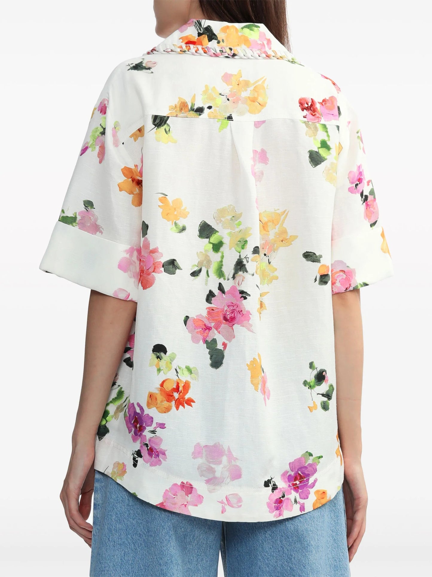 floral-print short-sleeve shirt