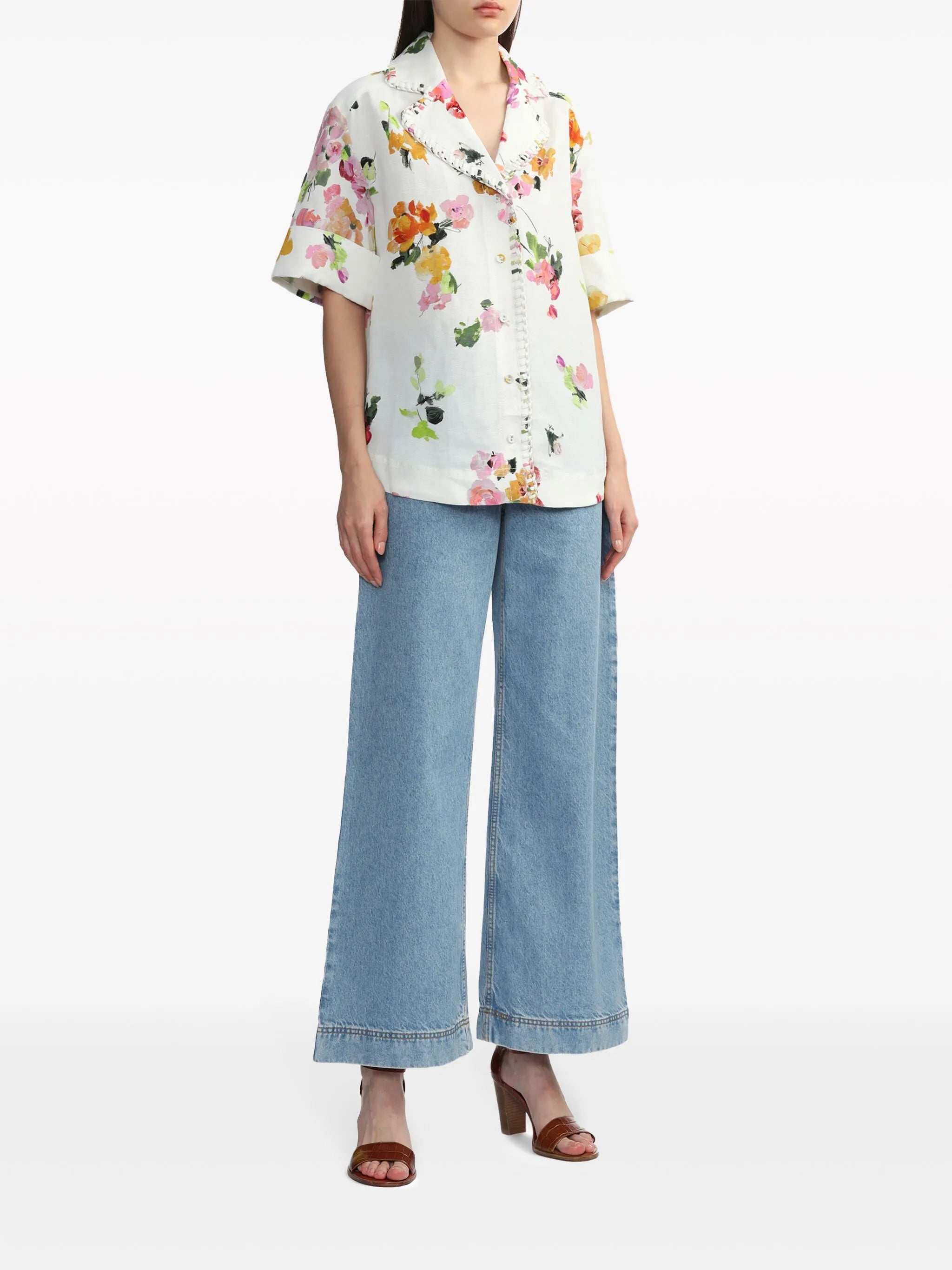 floral-print short-sleeve shirt