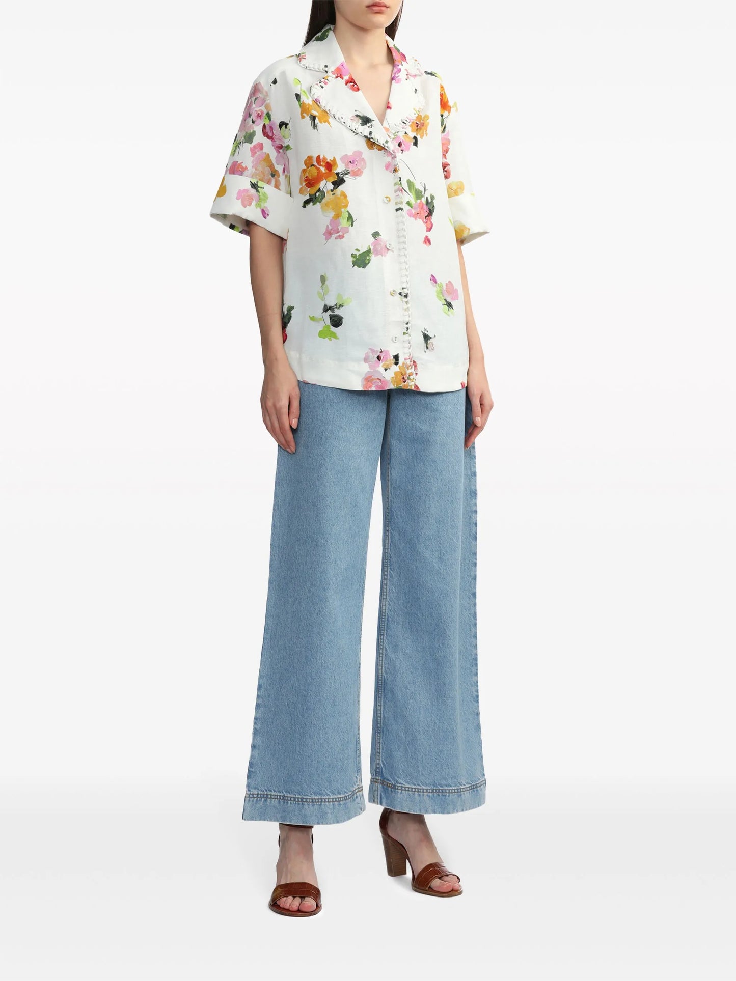 floral-print short-sleeve shirt