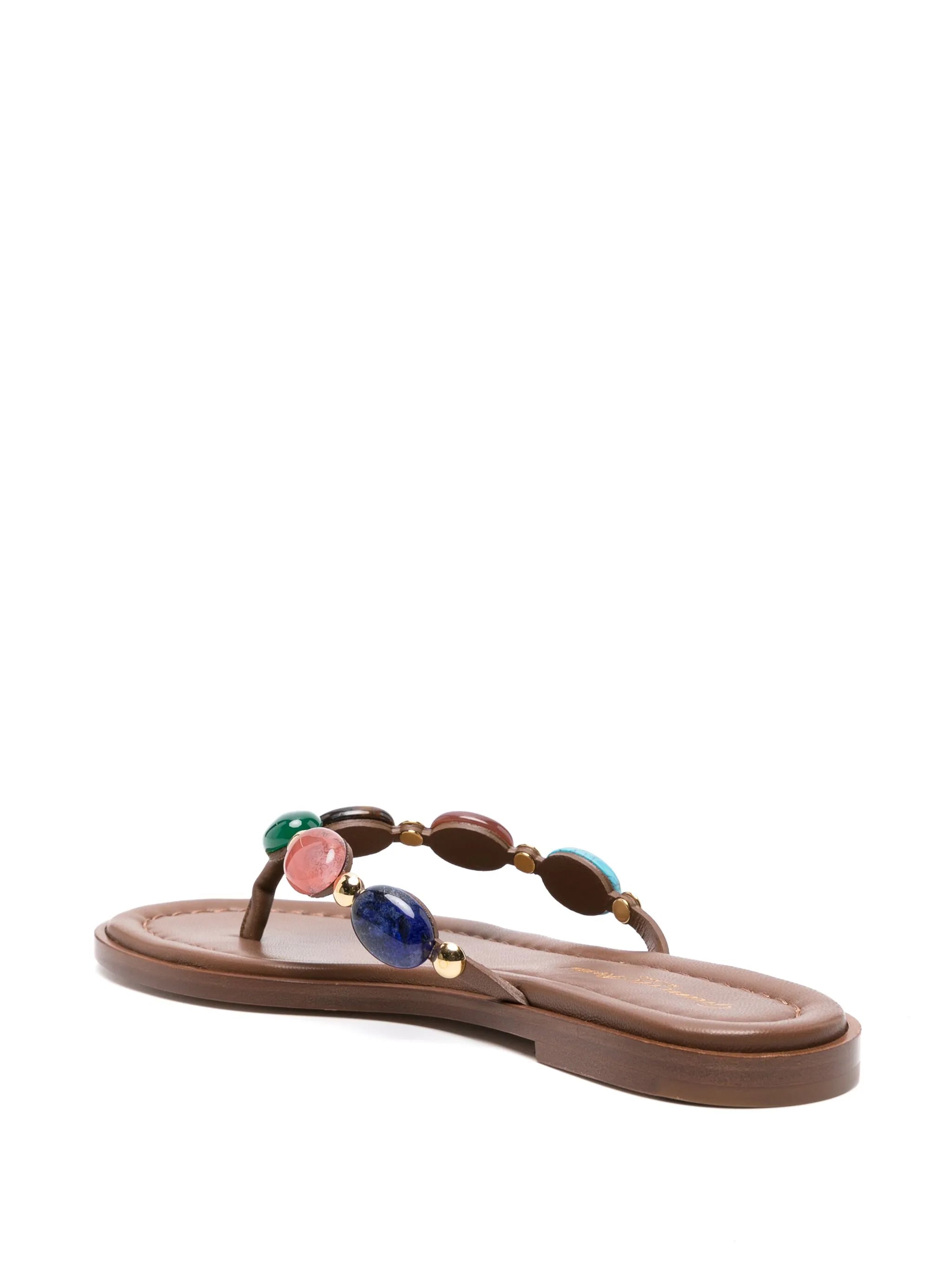 Shanti embellished leather flip flops
