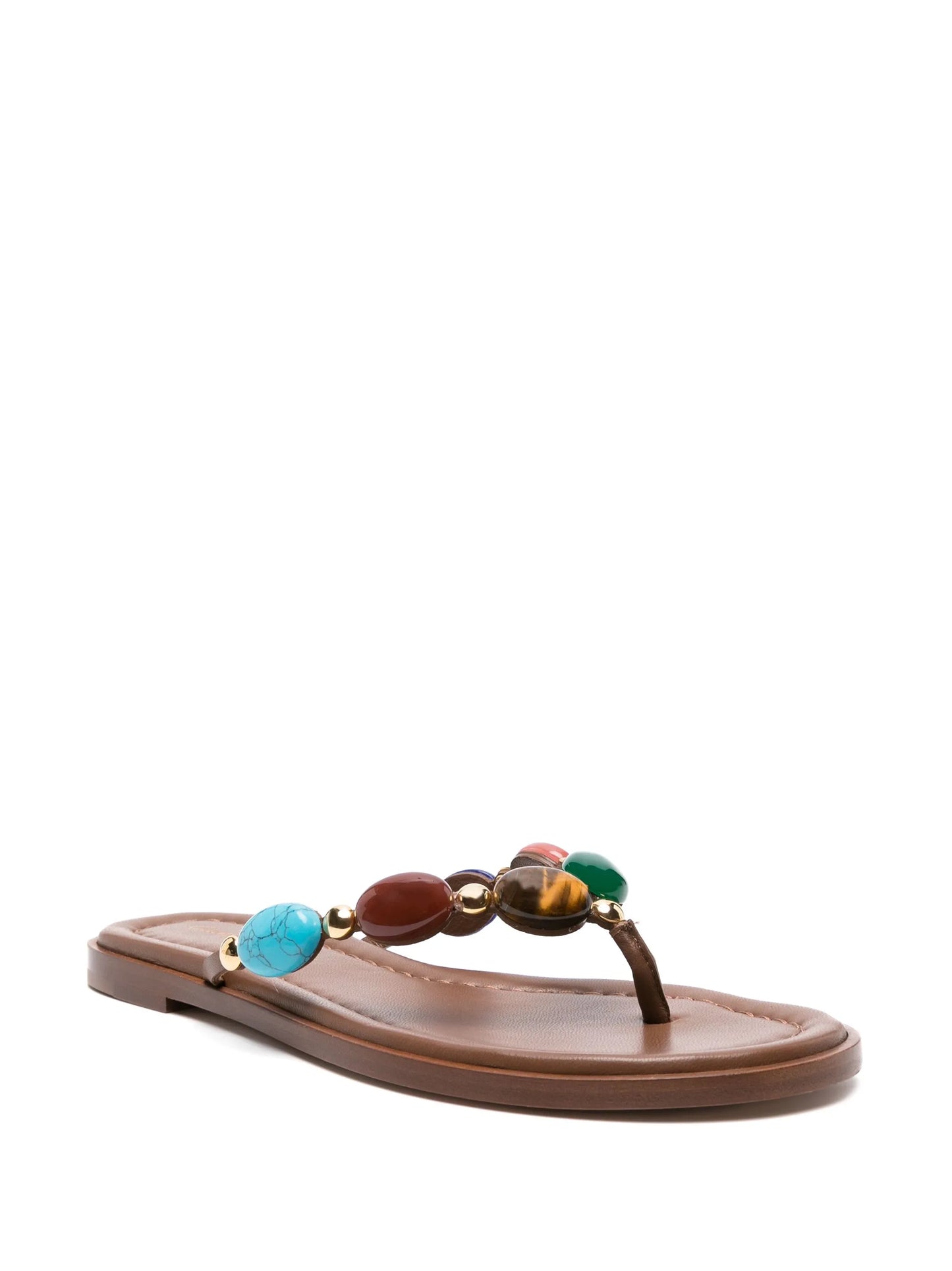 Shanti embellished leather flip flops