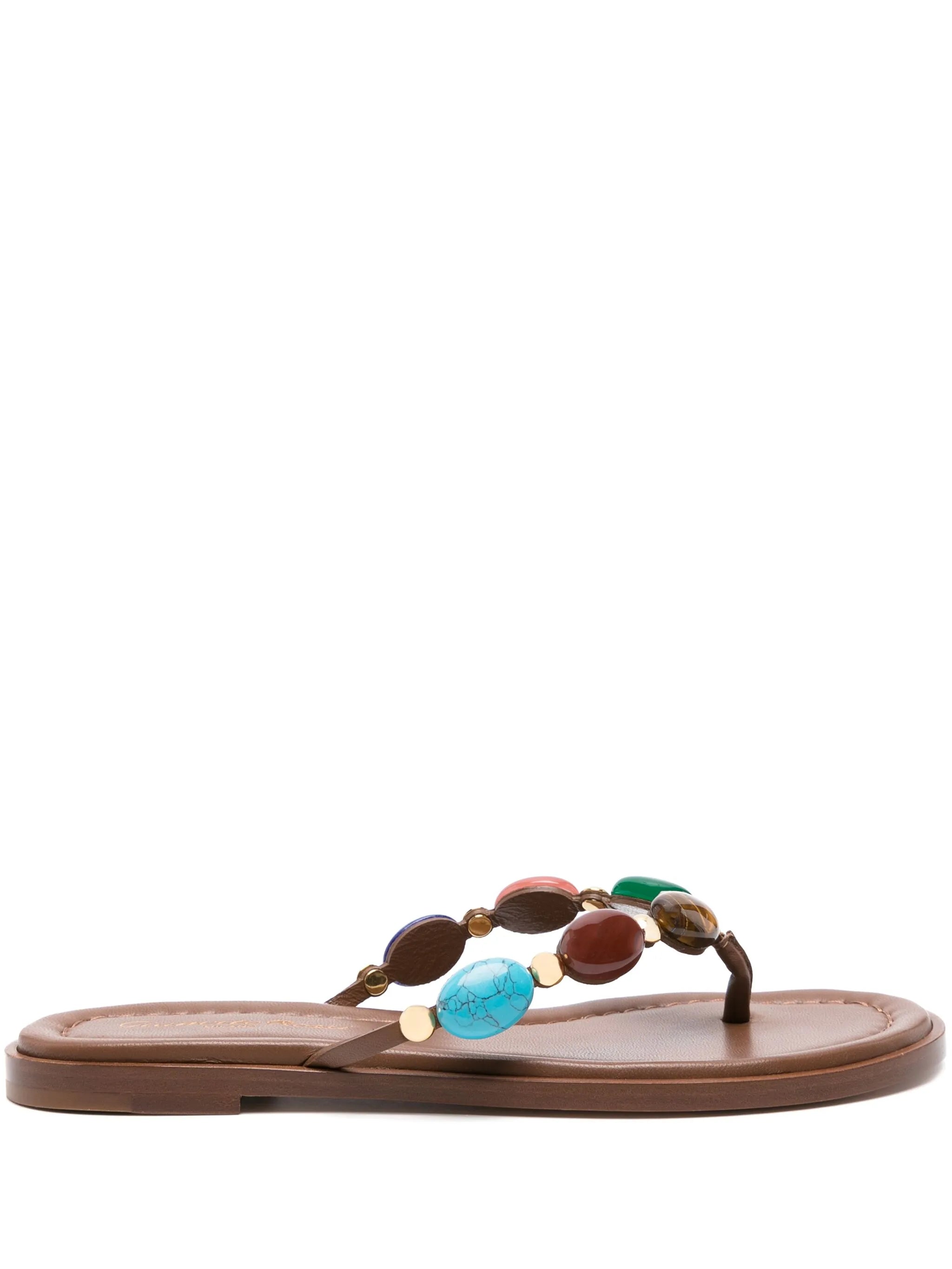 Shanti embellished leather flip flops