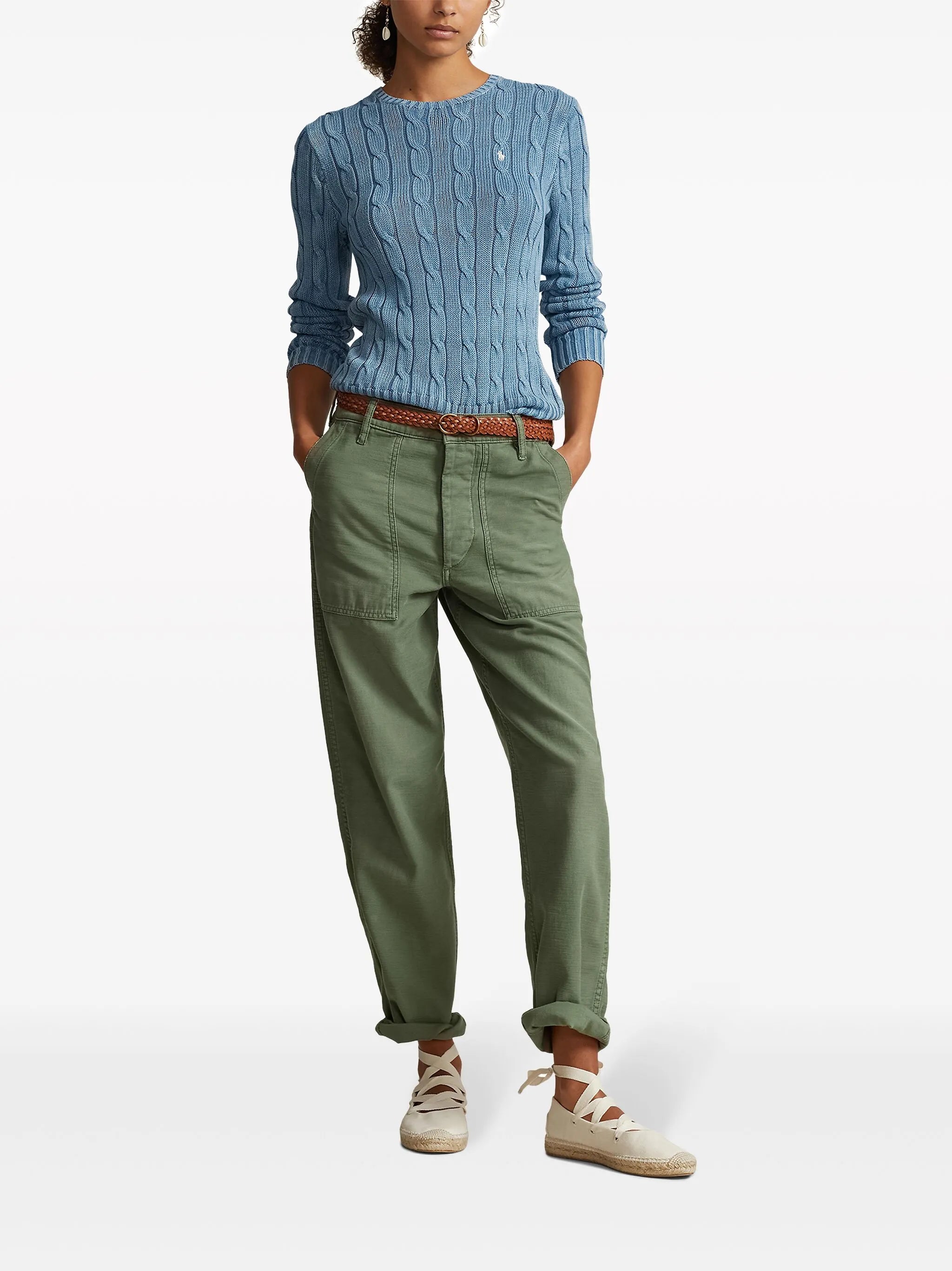 Polo Pony-embroidered cable-knit jumper