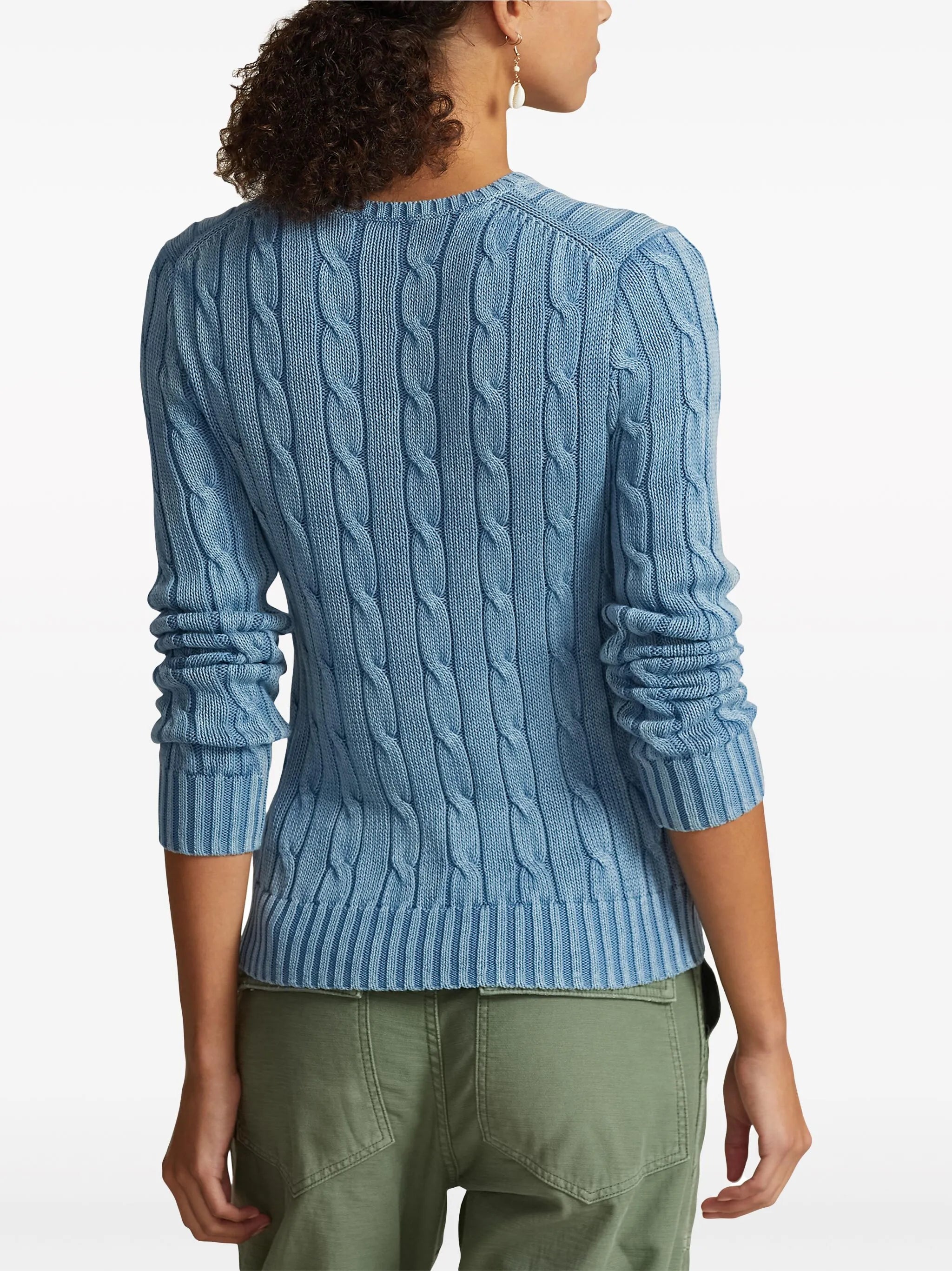 Polo Pony-embroidered cable-knit jumper