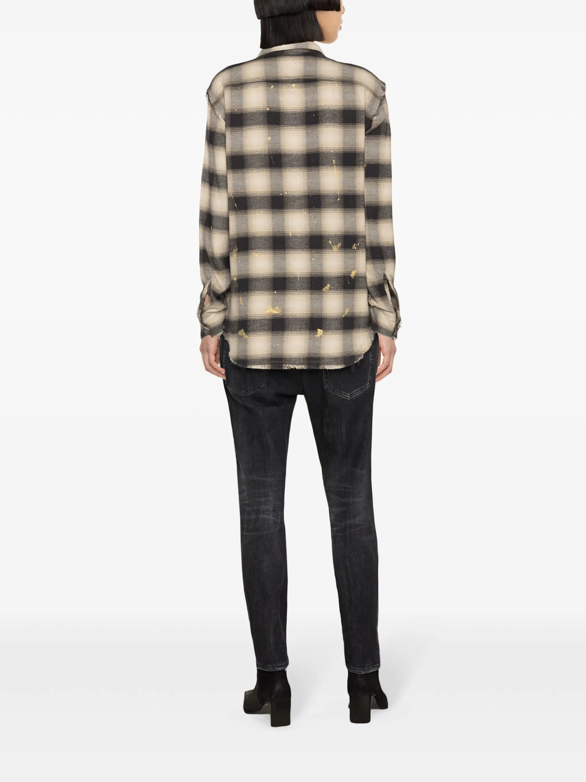 exposed-seams checked shirt