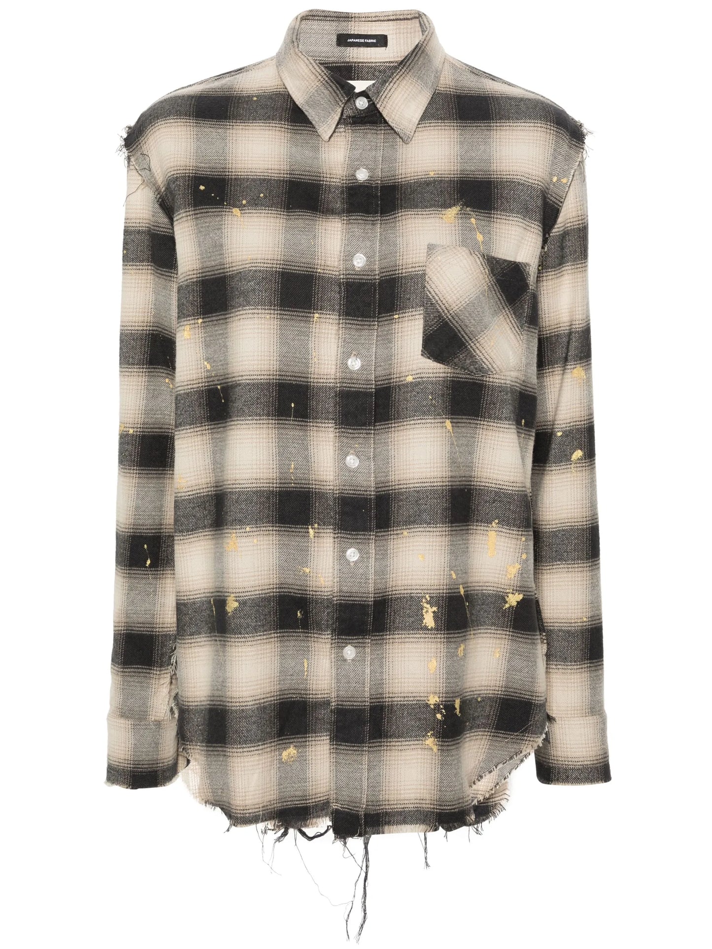 exposed-seams checked shirt