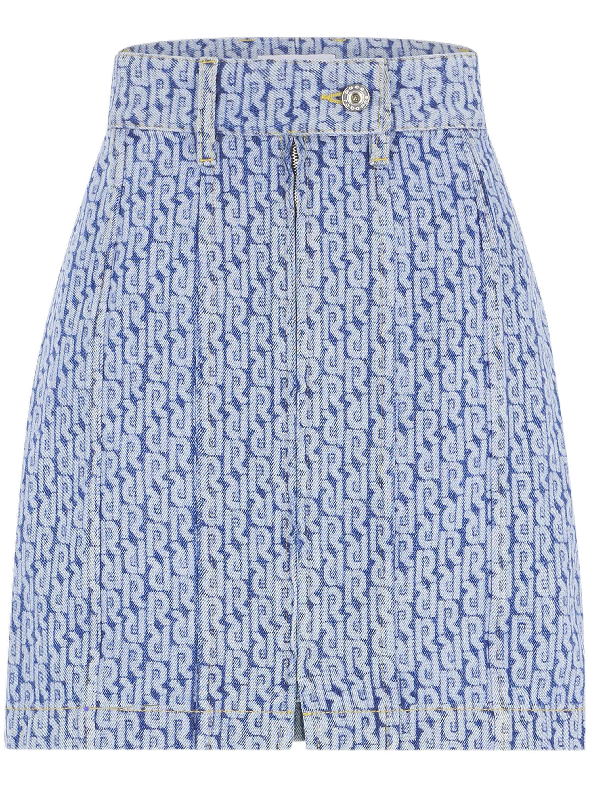 monogram-pattern denim miniskirt