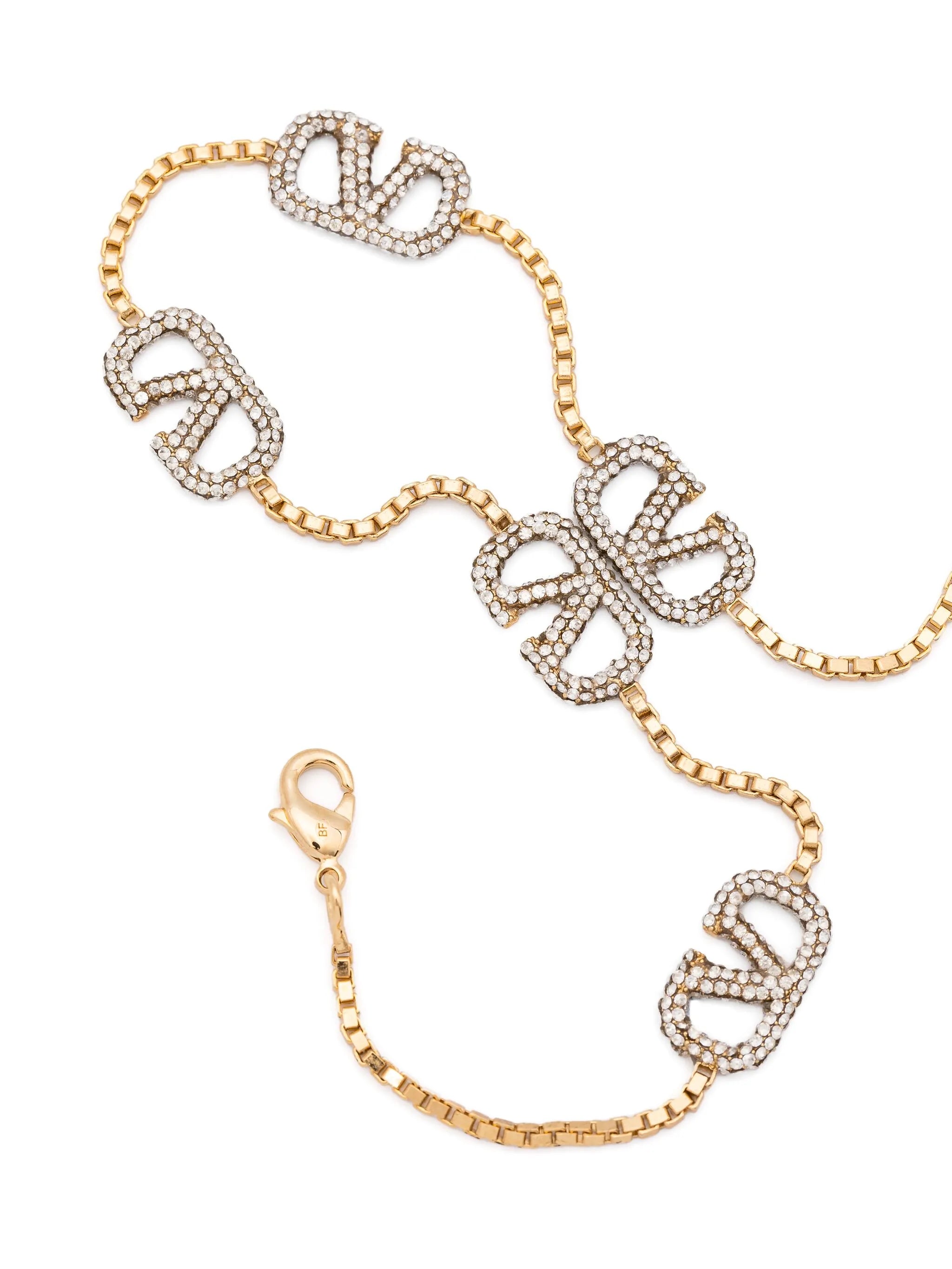 VLogo crystal-embellished anklet