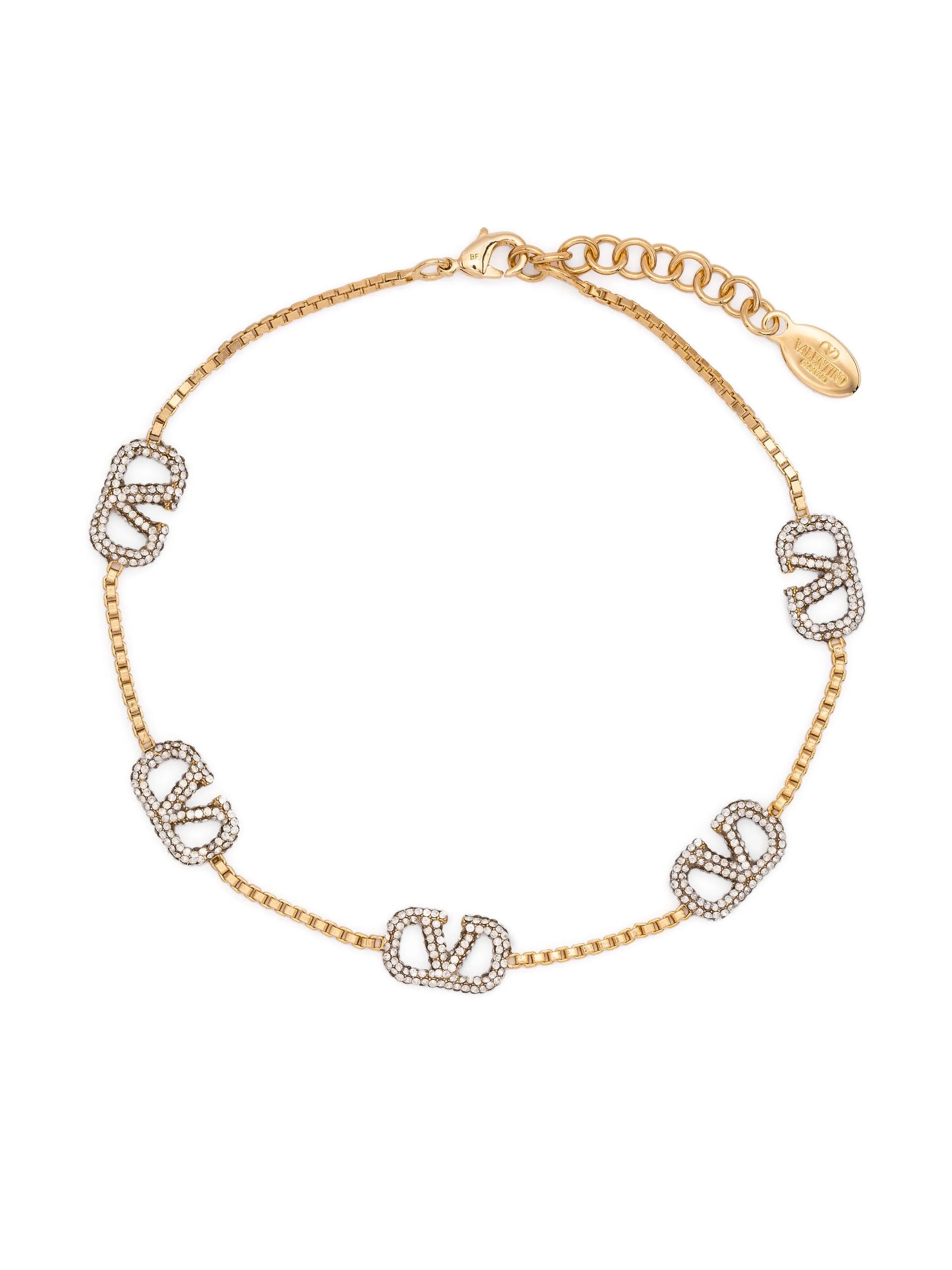 VLogo crystal-embellished anklet