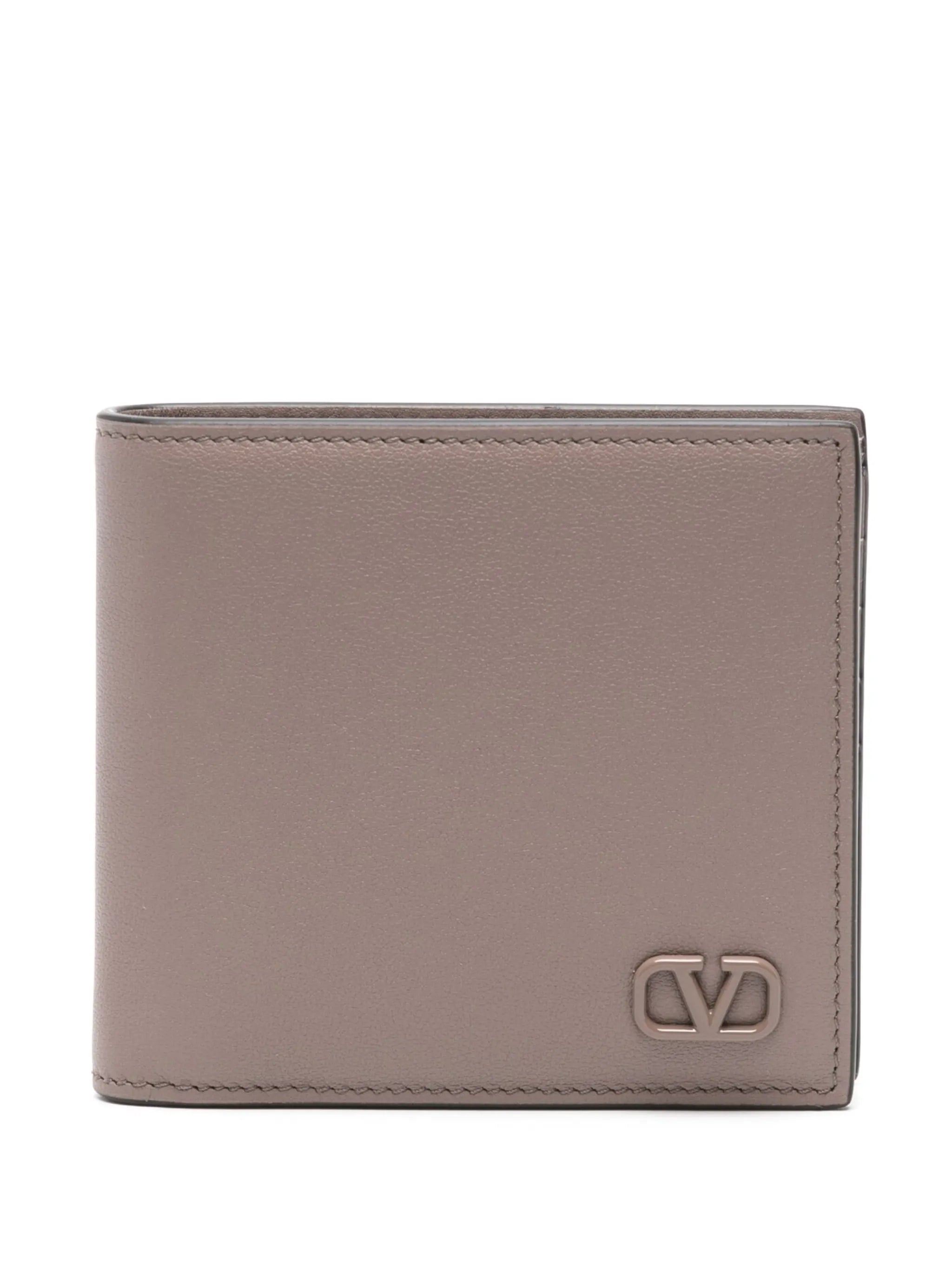 V-logo leather wallet