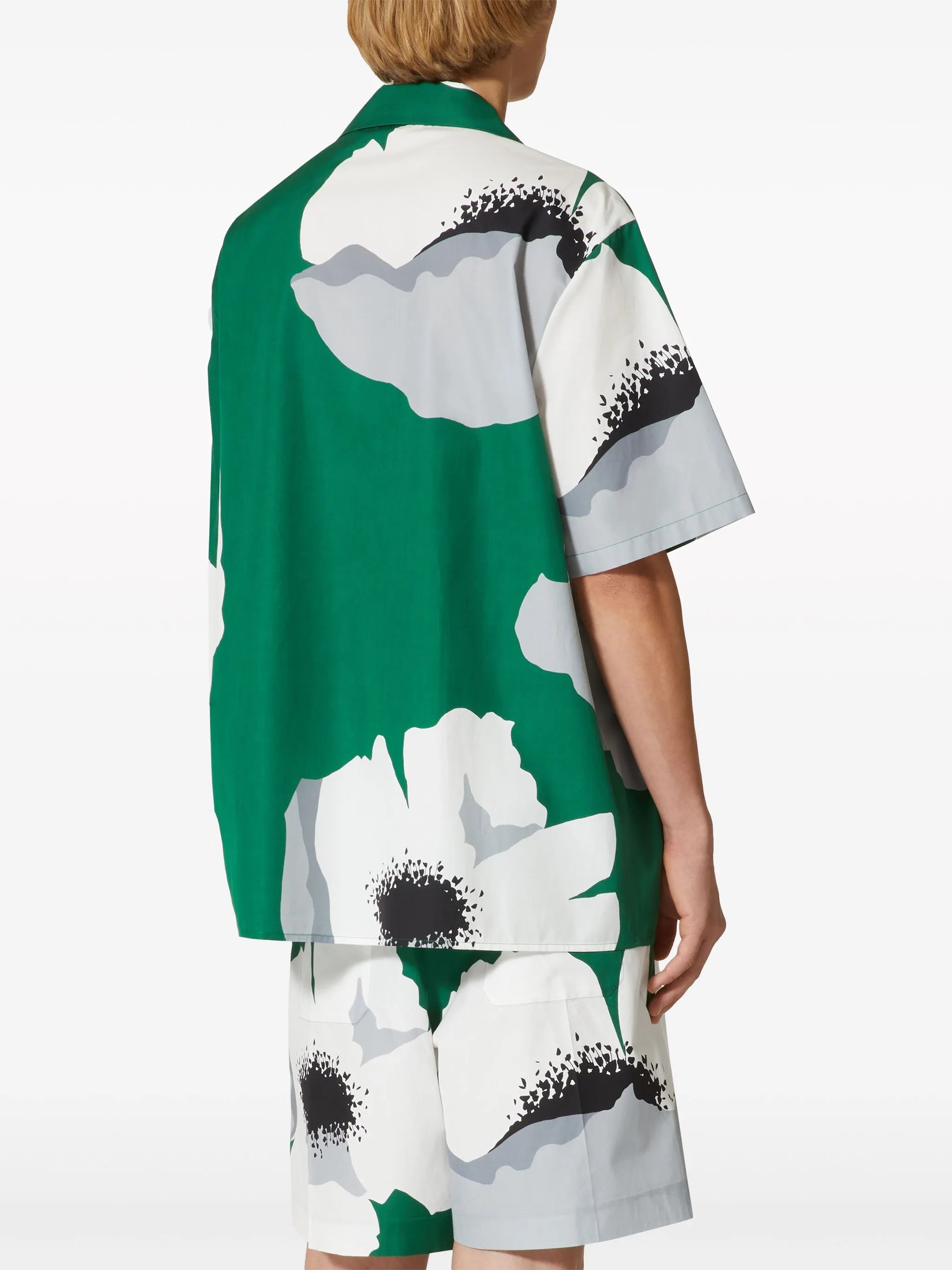 Flower Portrait-print bowling shirt