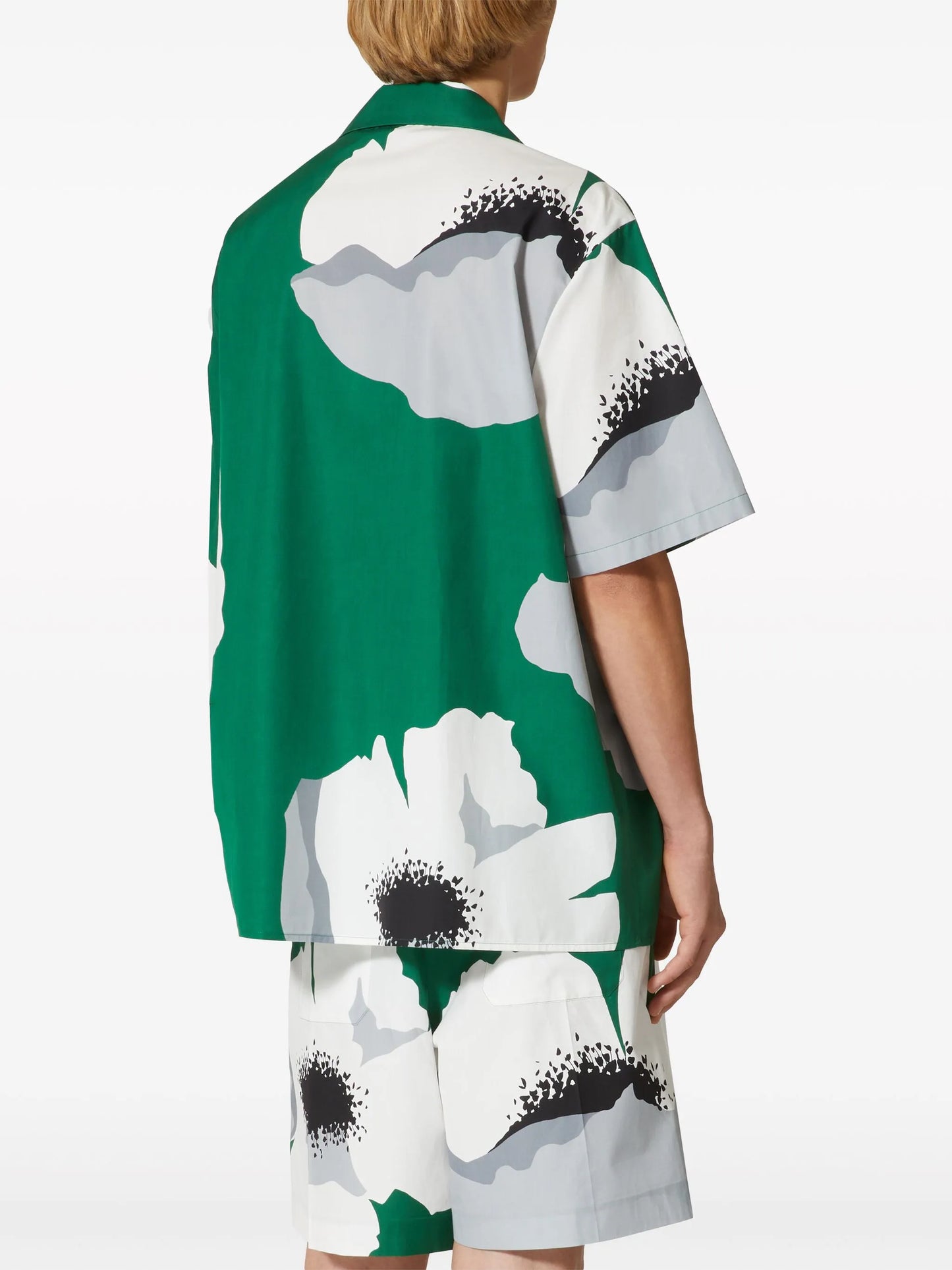 Flower Portrait-print bowling shirt