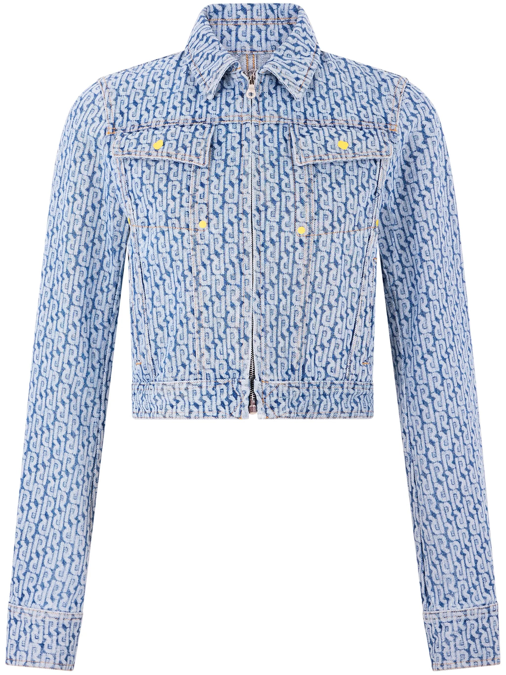 monogram-pattern cotton denim jacket